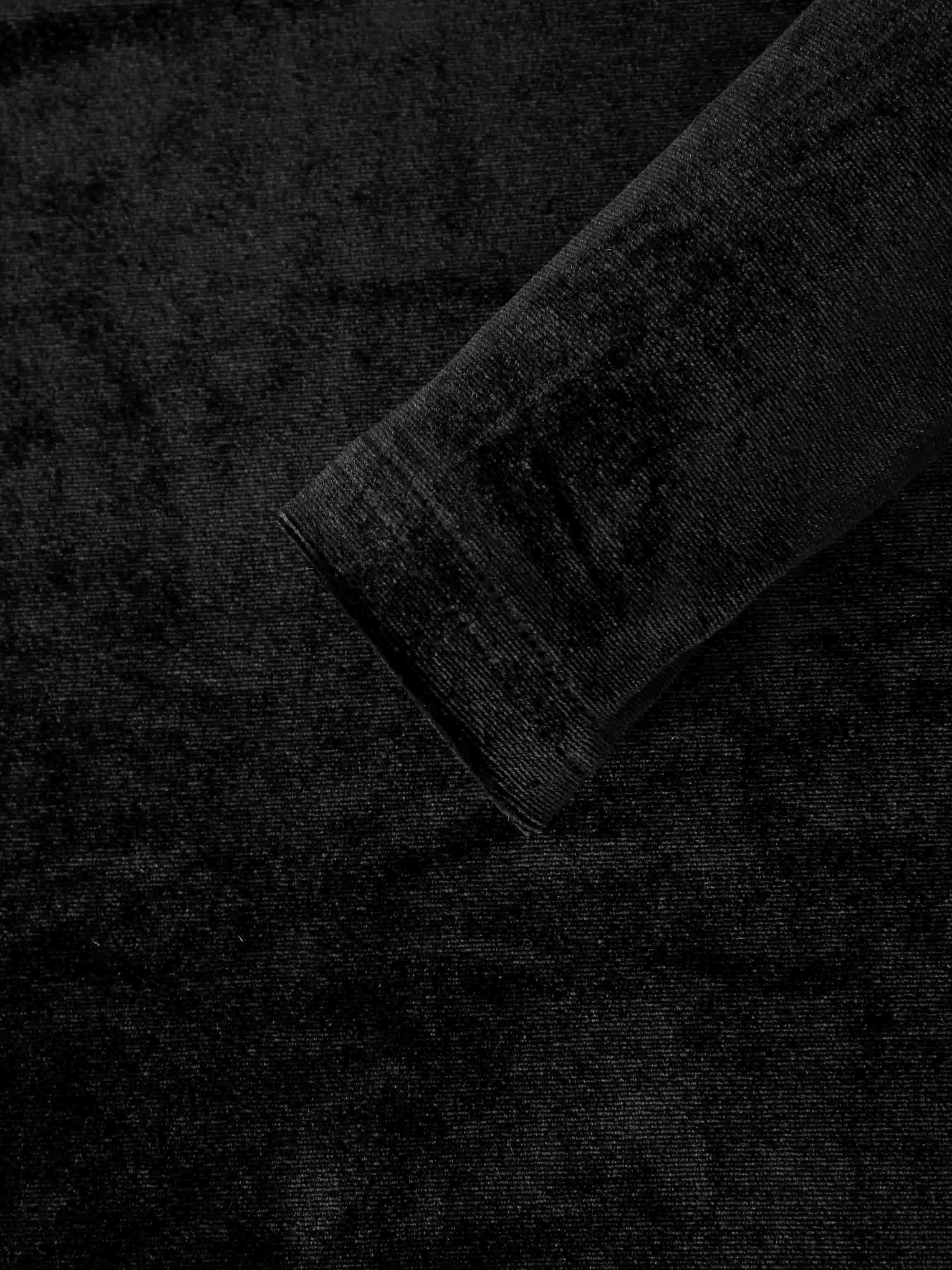 Velour Mock Neck Turtleneck-Black