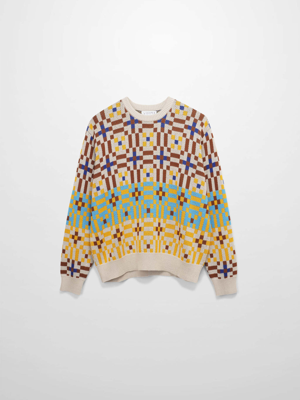 Geometric Design Sweater-Brown