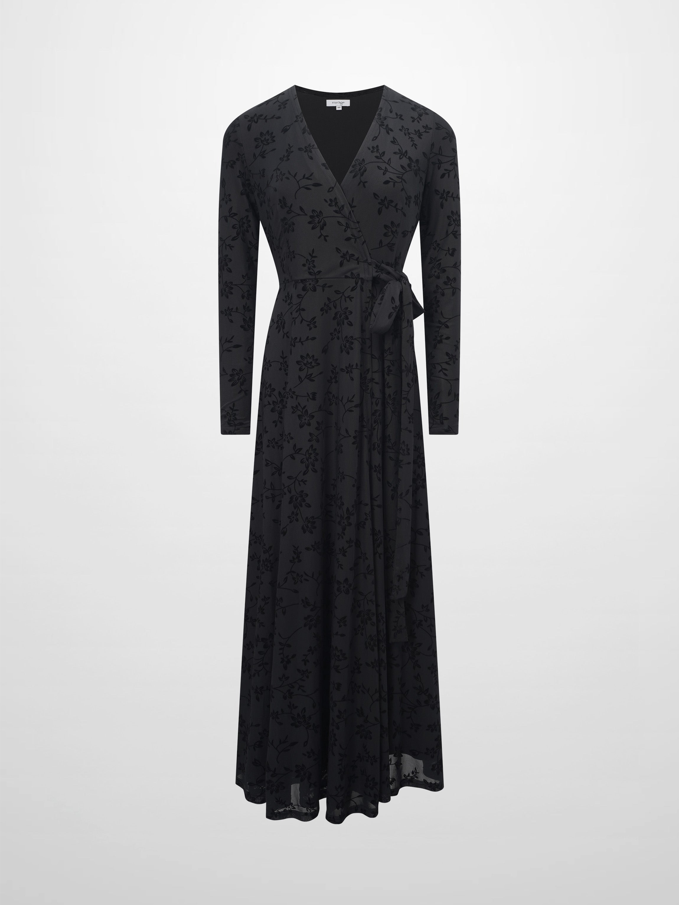 Velvet Wrap Dress-Black