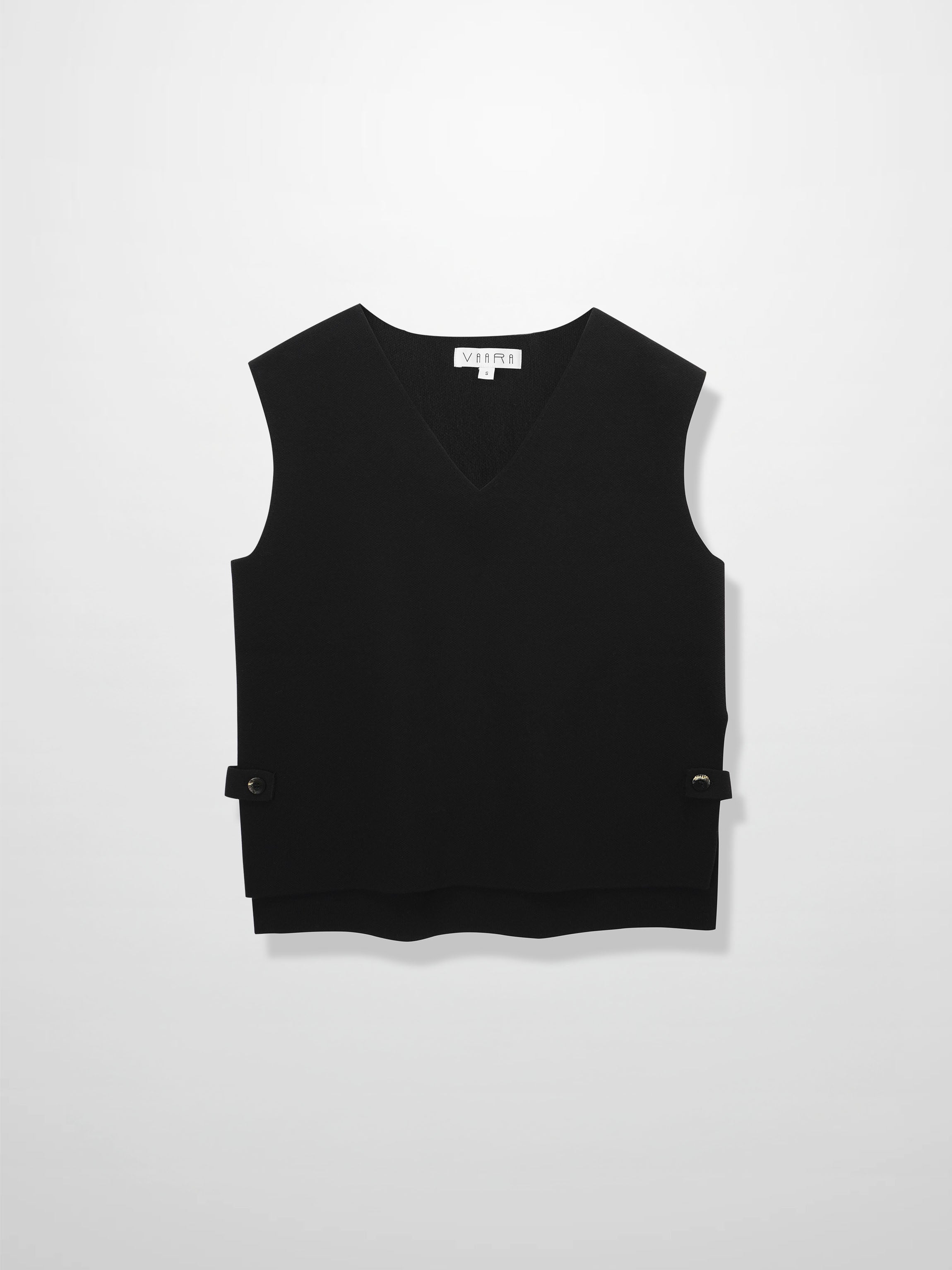 Side Tab Knit Vest-Black