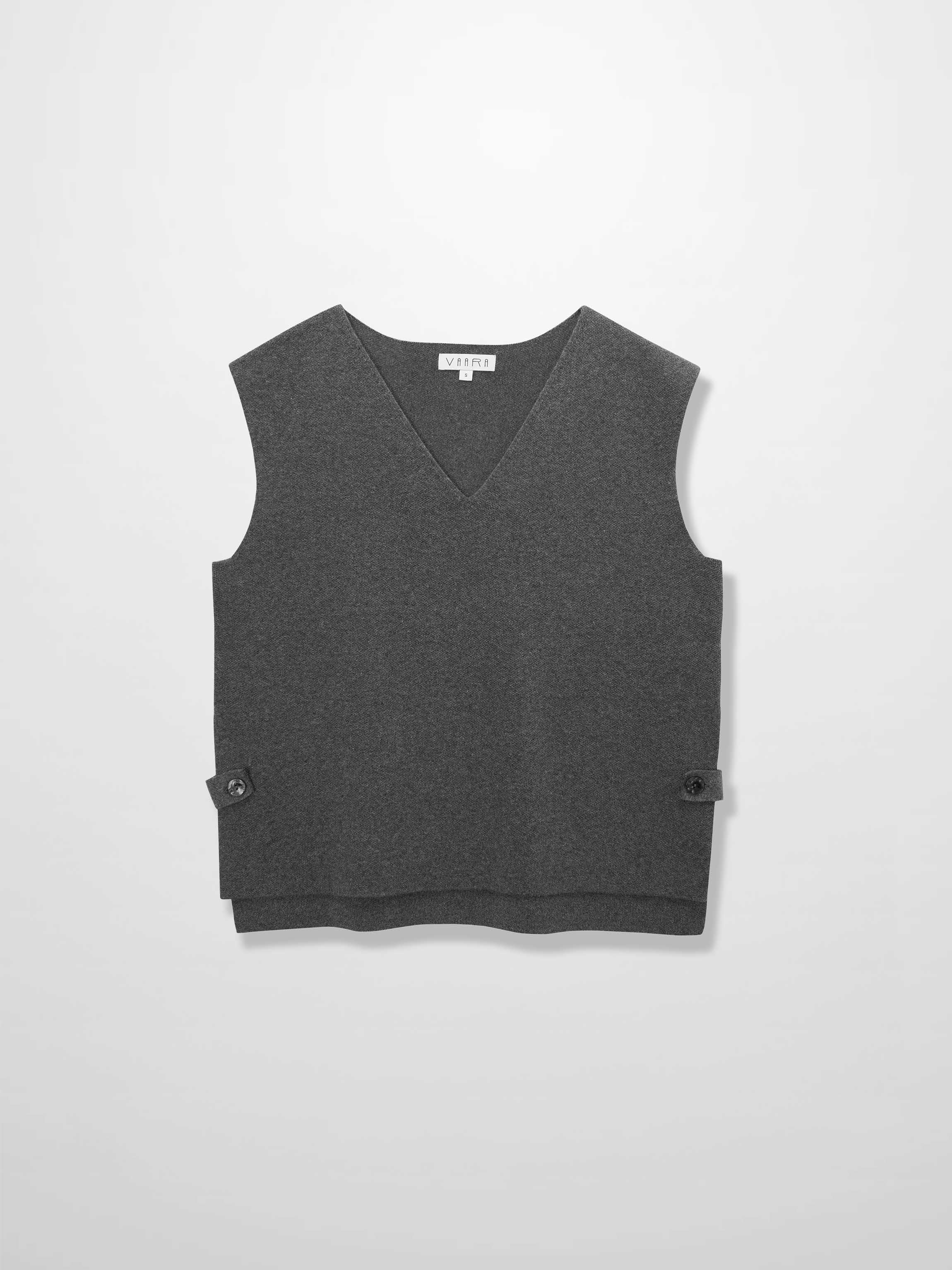 Side Tab Knit Vest-Heathered Grey
