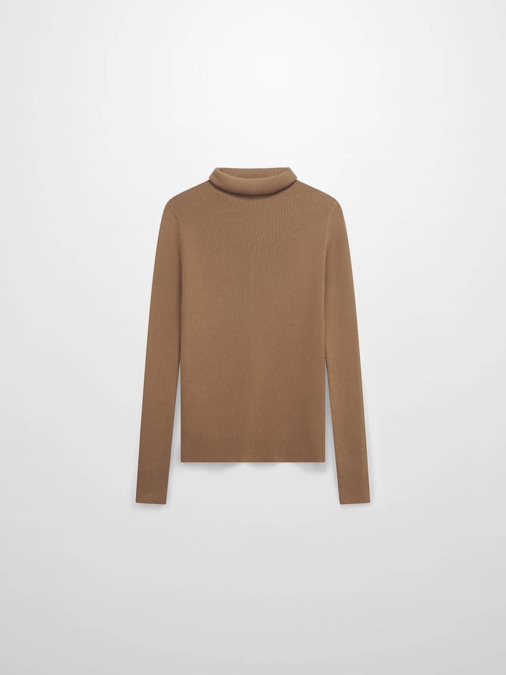 Knit Ribbed Turtleneck-Mocha Mousse