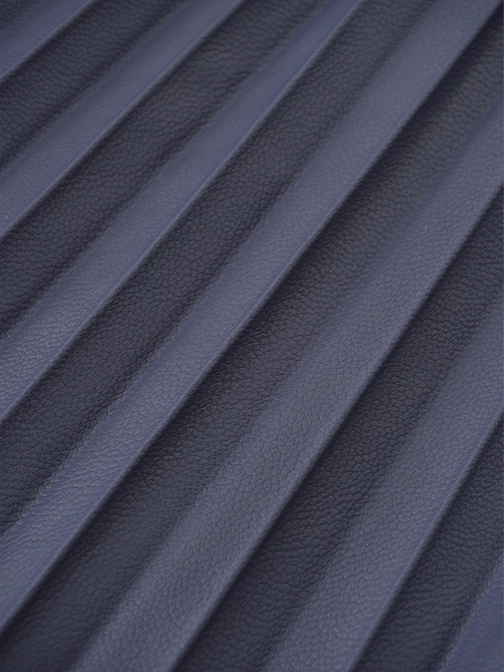Accordion Pleated Faux Leather Skirt-Navy