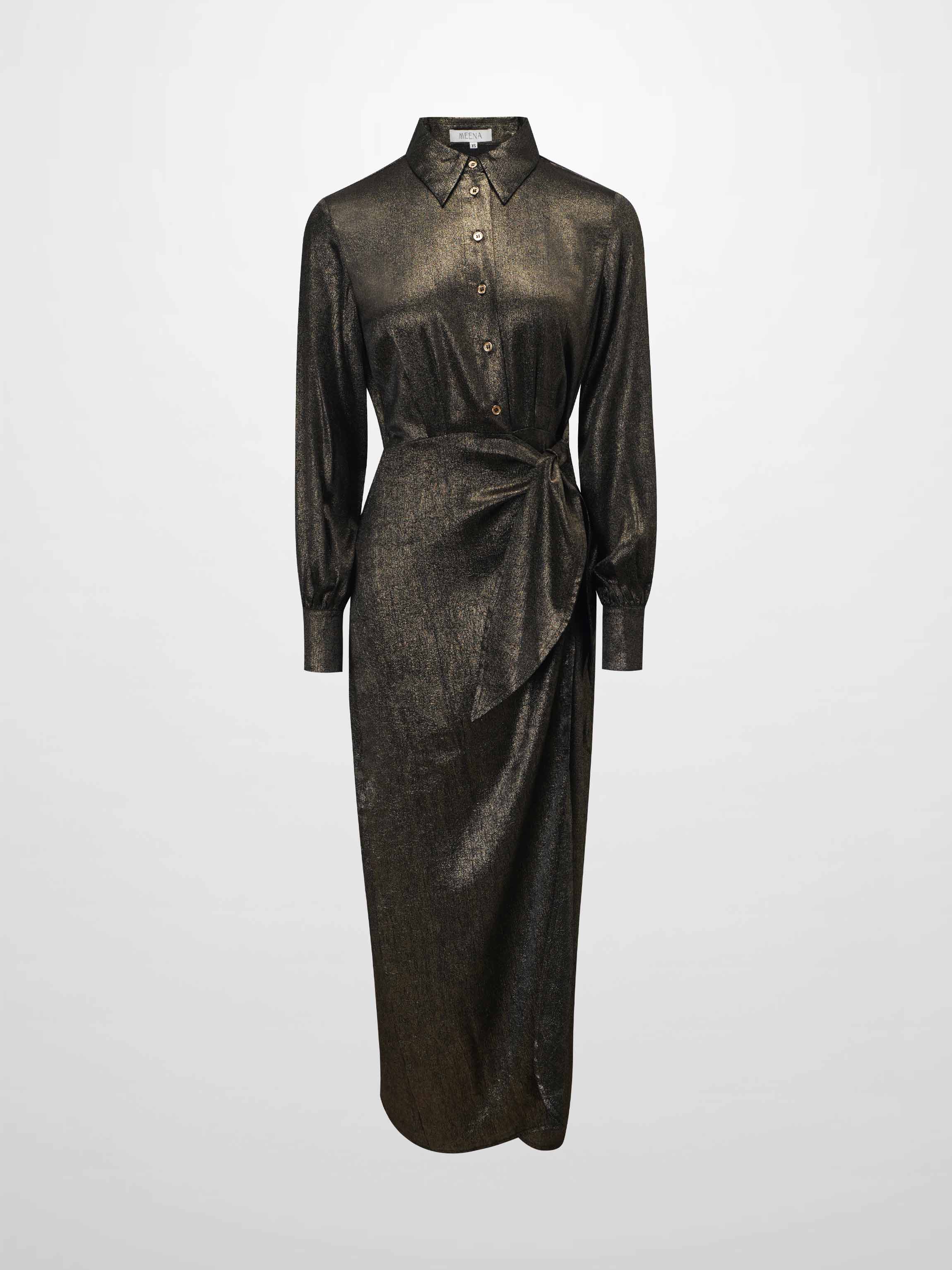 Wrap Shirtdress-Gold