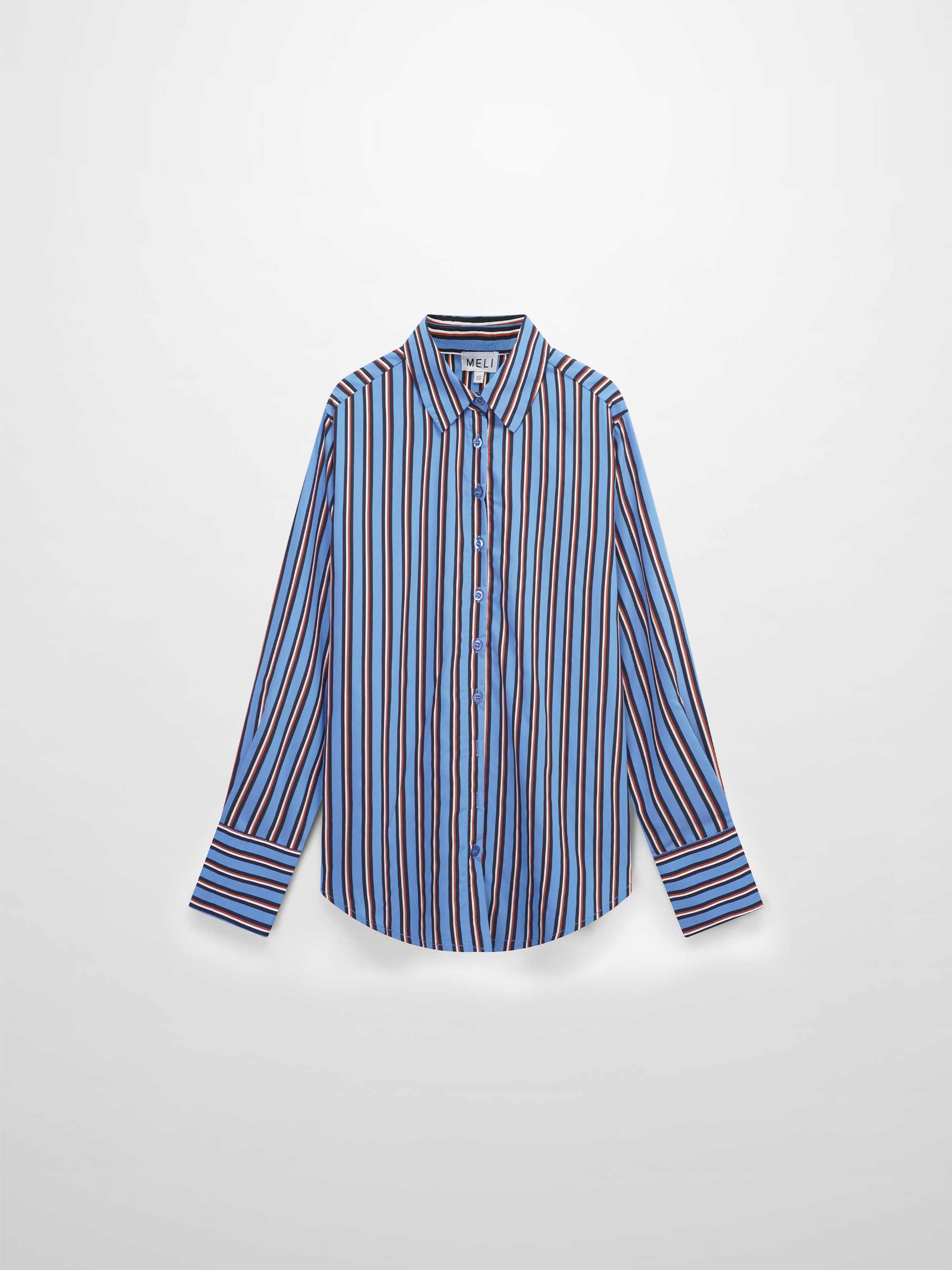 Striped Cotton Blouse-Blue Pinstripe