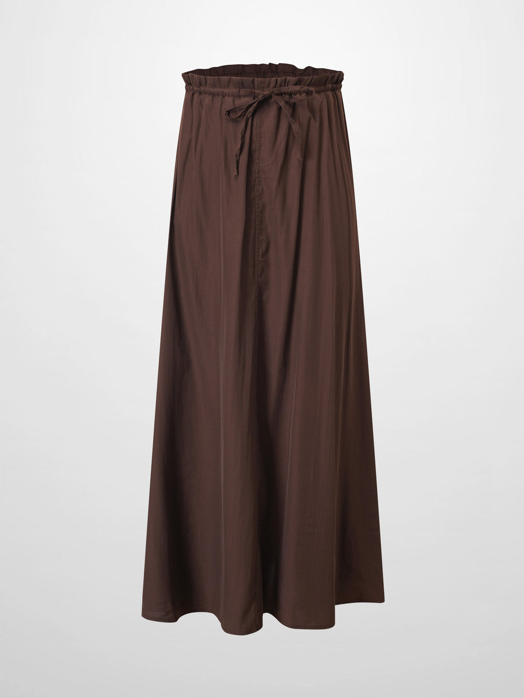 DRAWSTRING RUFFLE SKIRT-BROWN