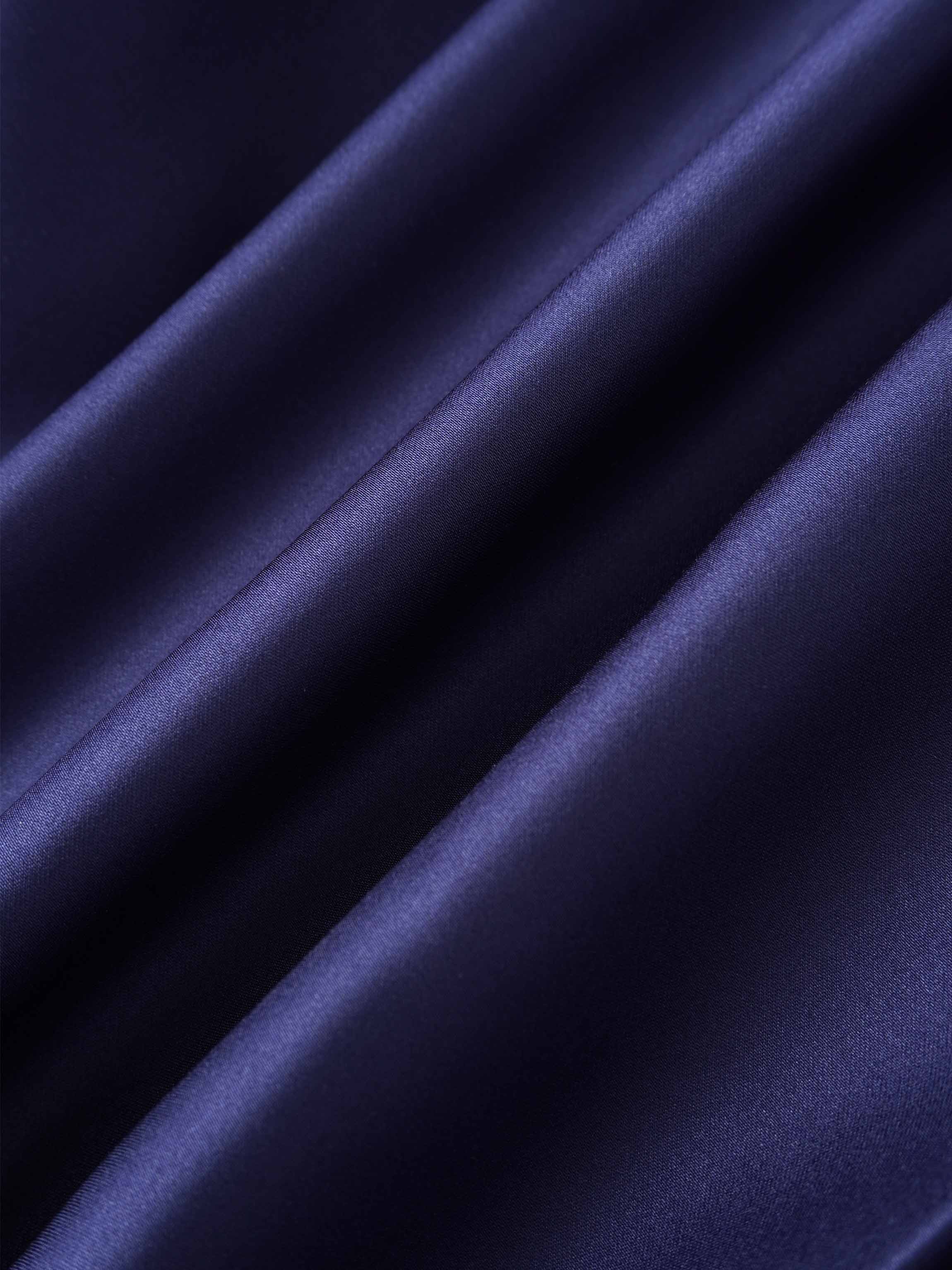 Lux Satin Pleated Skirt 26"-Navy