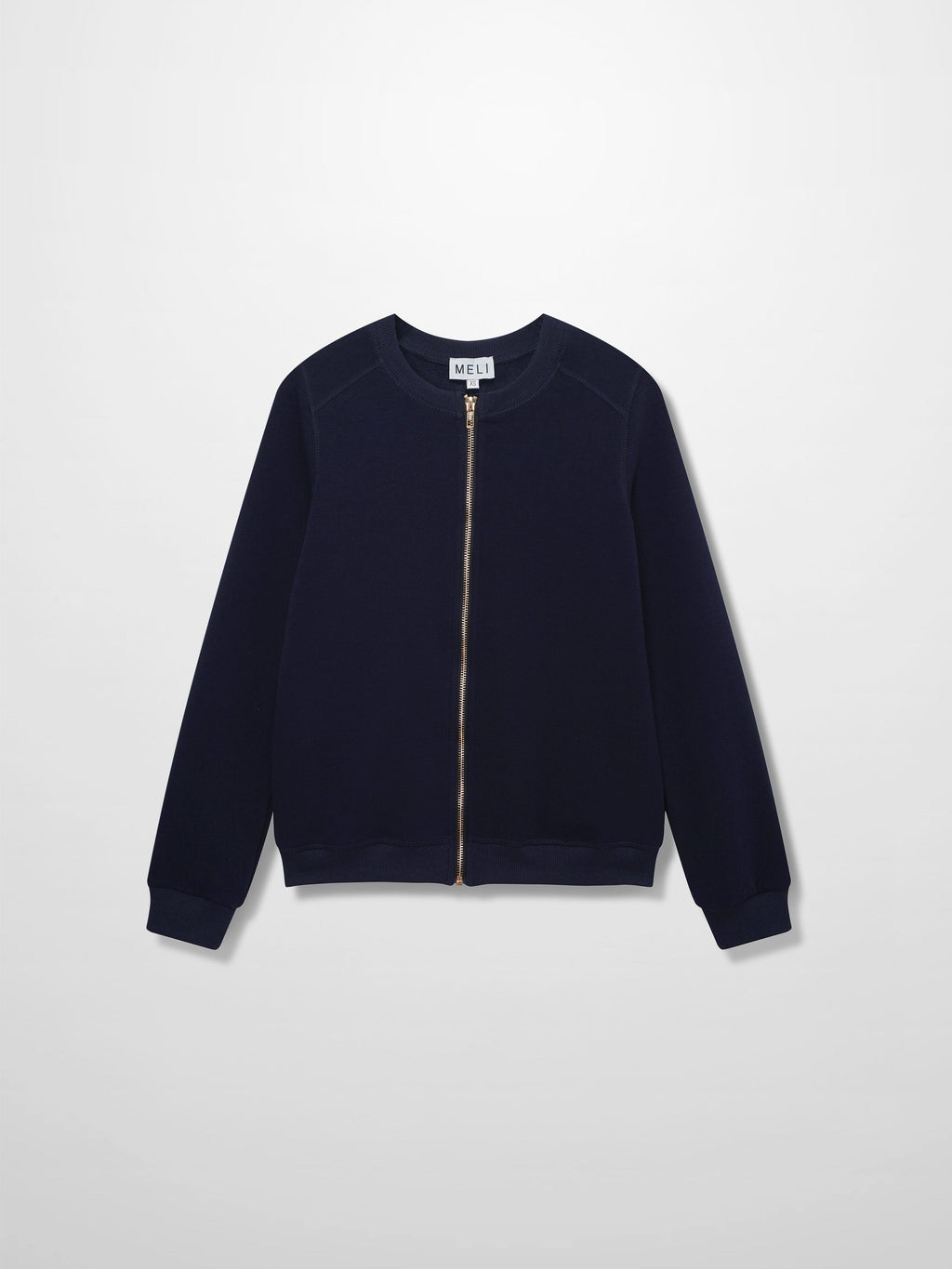 Zip Up Bomber Sweatshirt-Navy