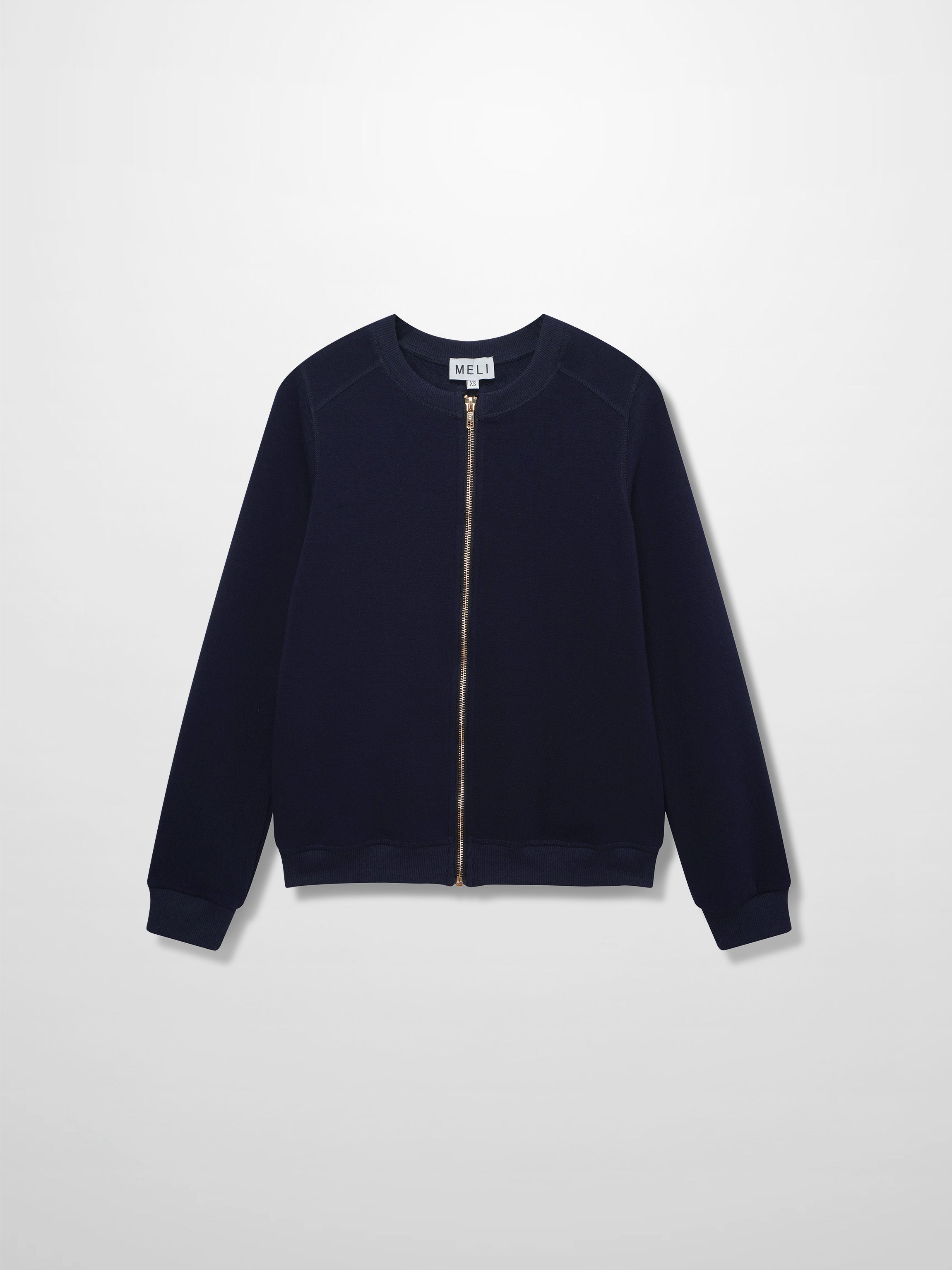 Zip Up Bomber Sweatshirt-Navy