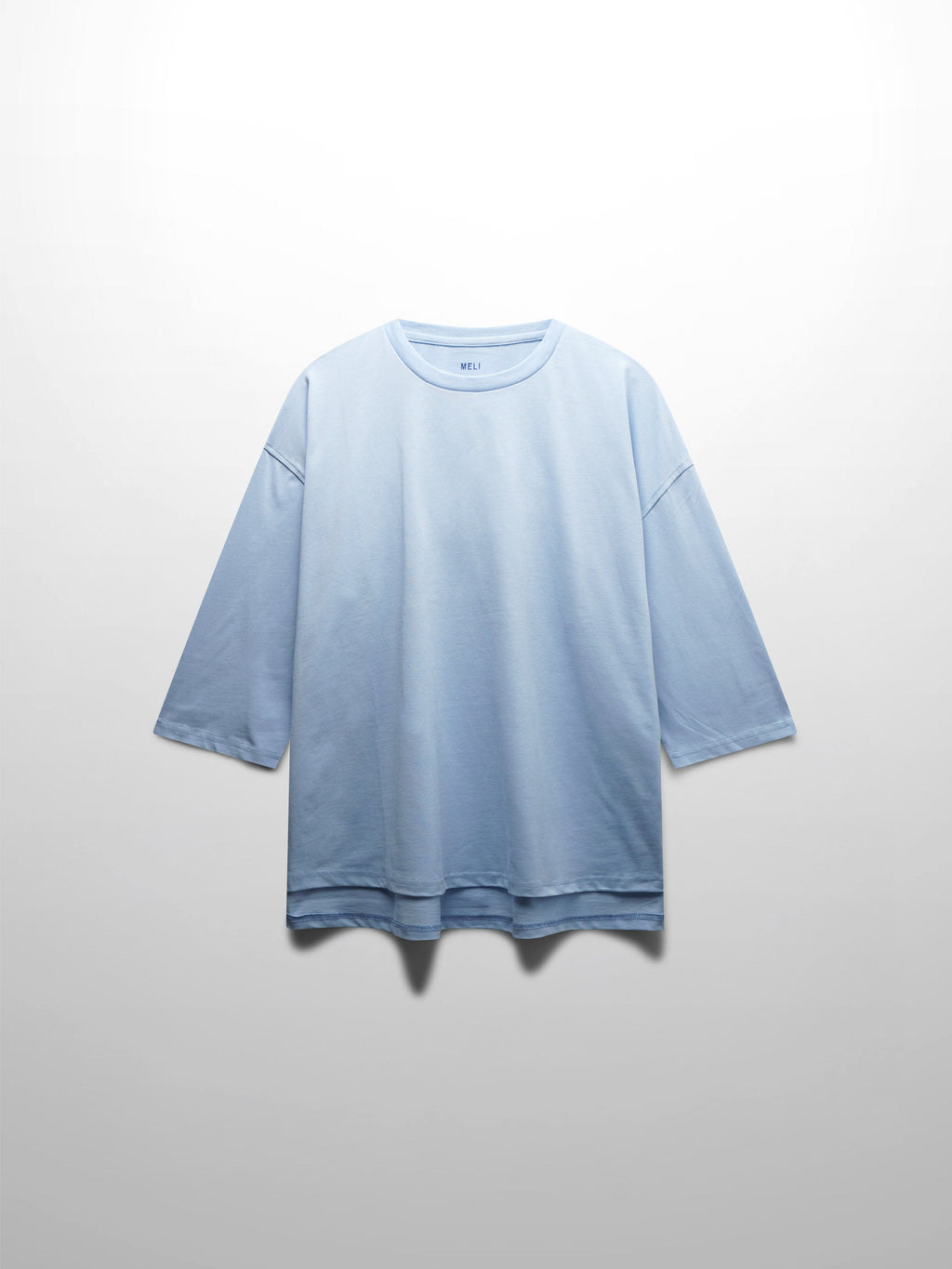 Oversized Boxy 3Q Sleeve Tee-Light Blue