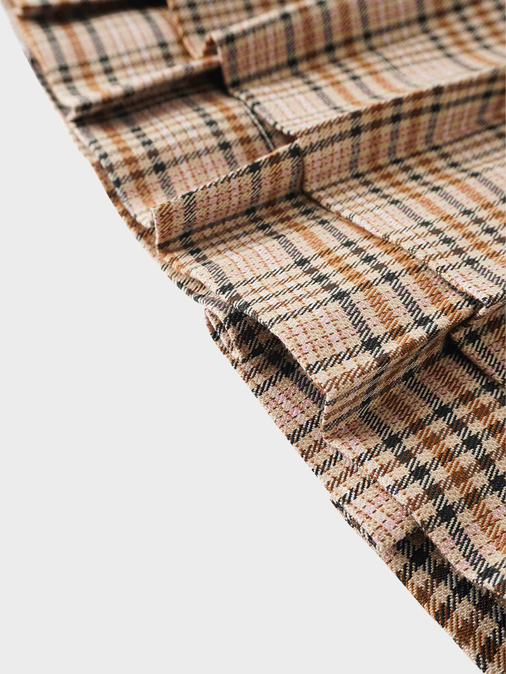 Side Bow Pleated Skirt-Pink Plaid