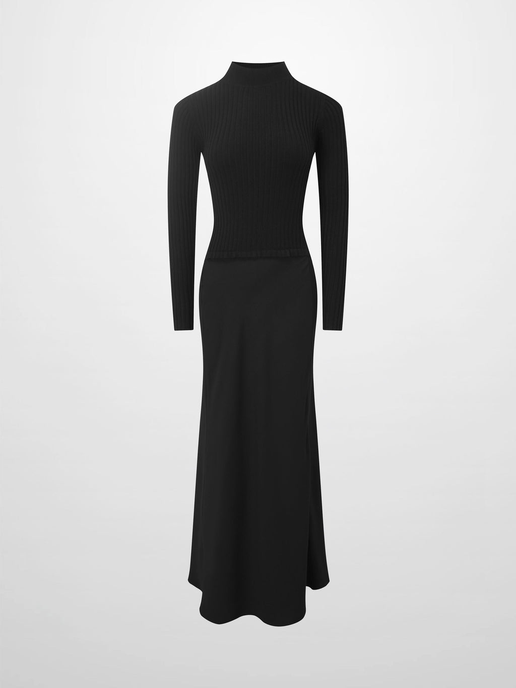 Crepe Bottom Dress-Black/Black