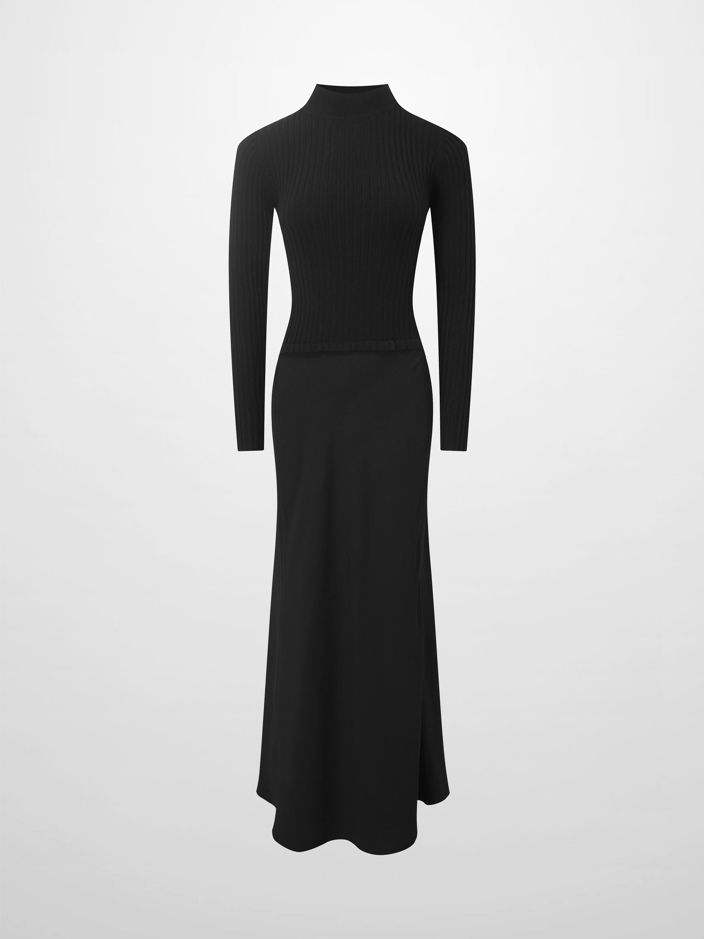 Crepe Bottom Dress-Black/Black