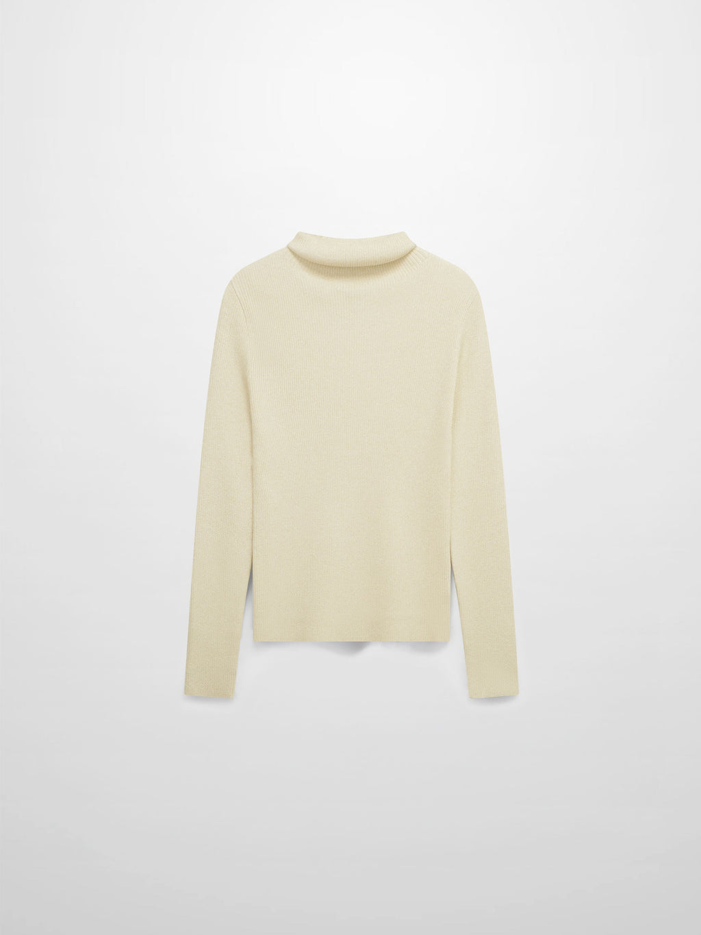 Lurex Ribbed Knit Turtleneck-Ivory