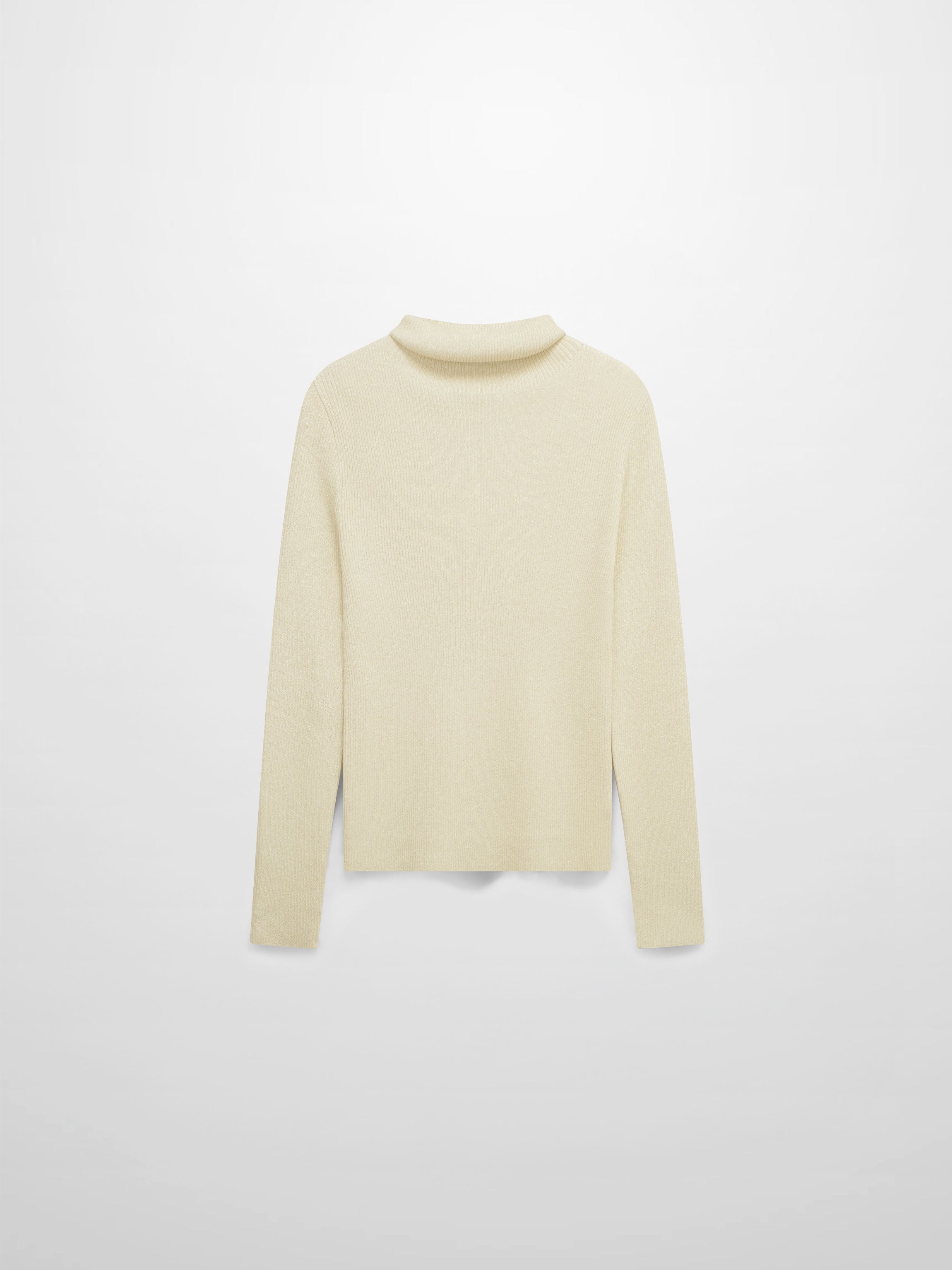 Lurex Ribbed Knit Turtleneck-Ivory