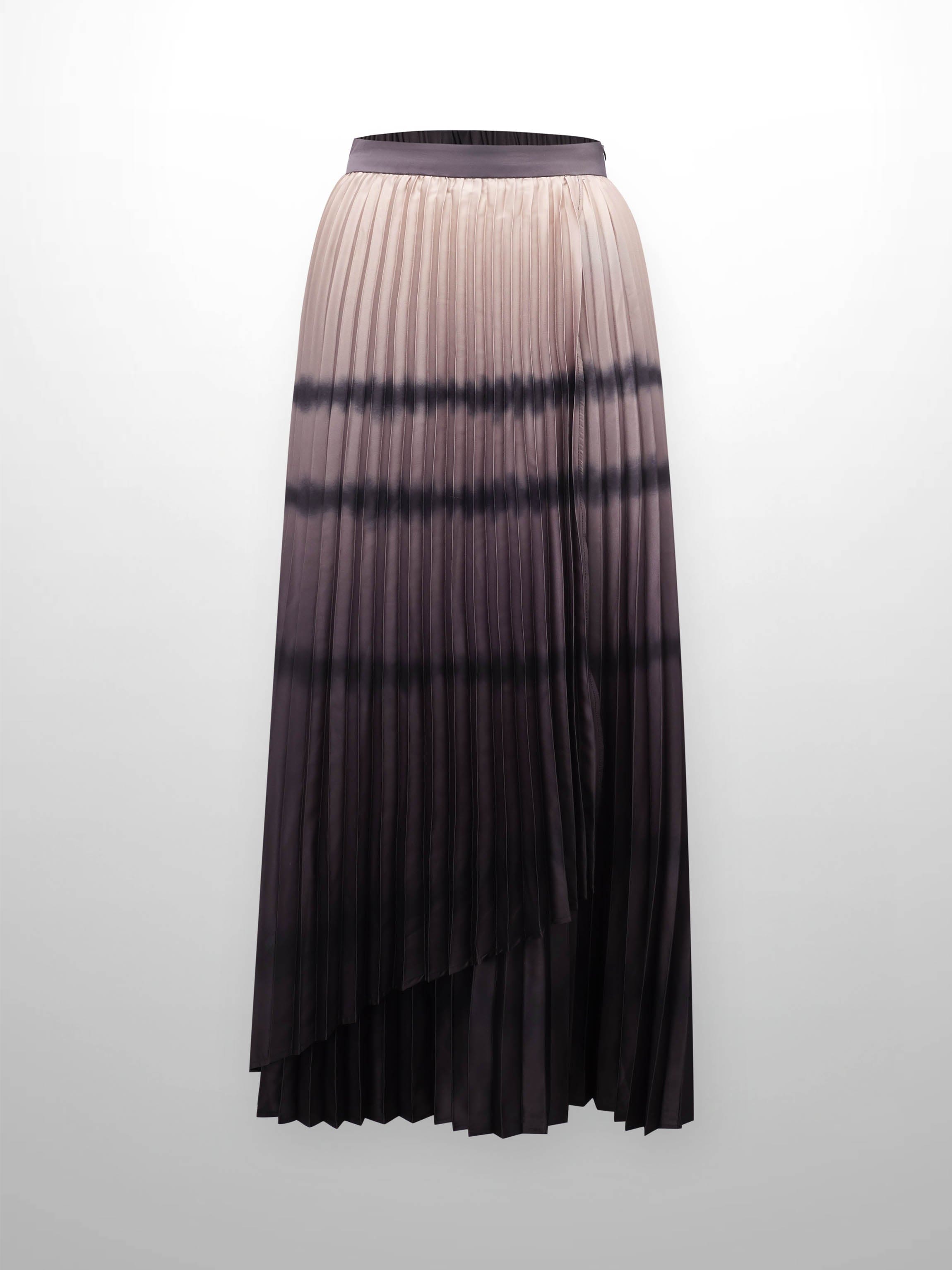 Ombre Faux Wrap Skirt - Brown