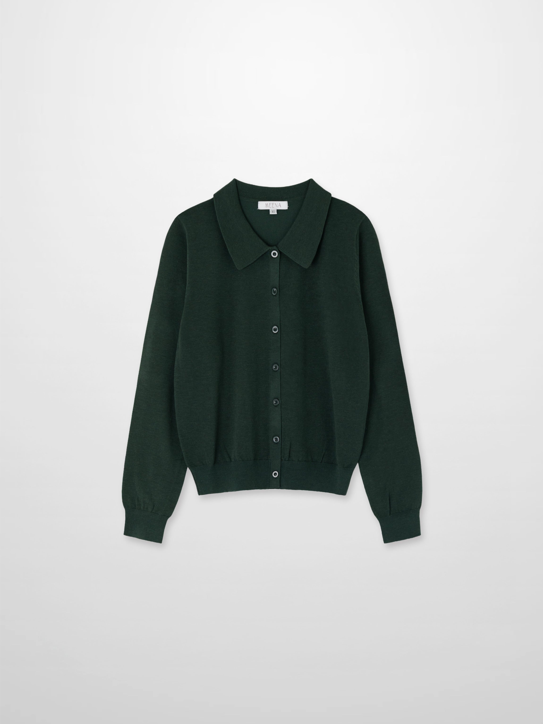 Wool Blend Collared Cardigan-Green