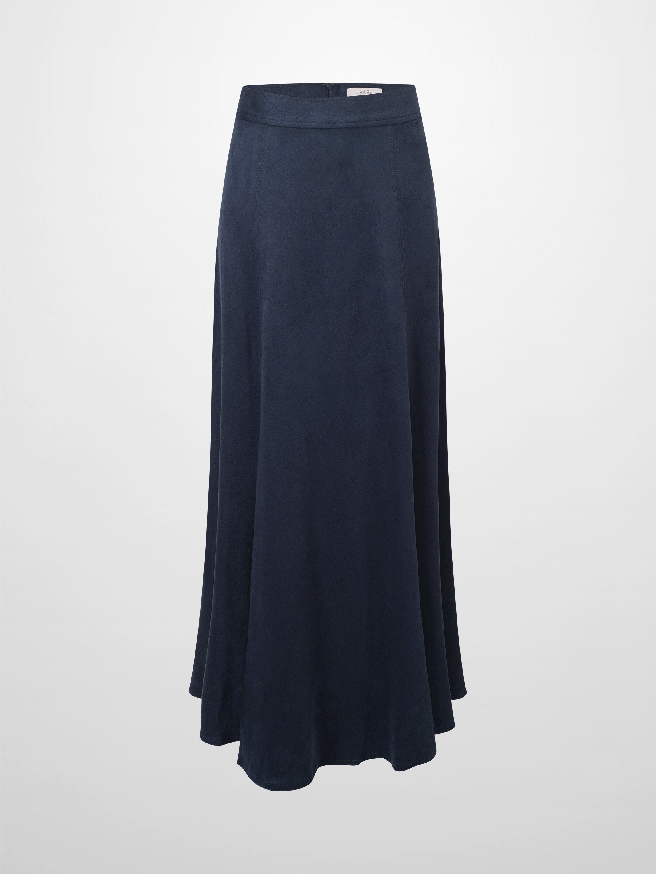 Suede Trumpet Skirt-Navy