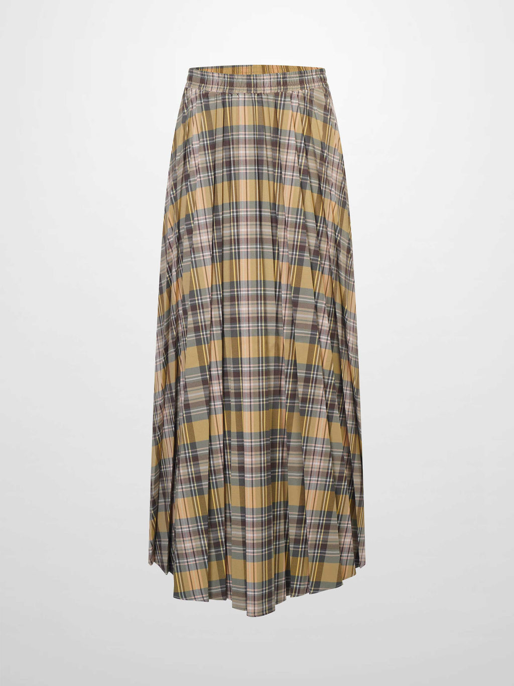 Covered Band Pleated Skirt-Pastel Plaid