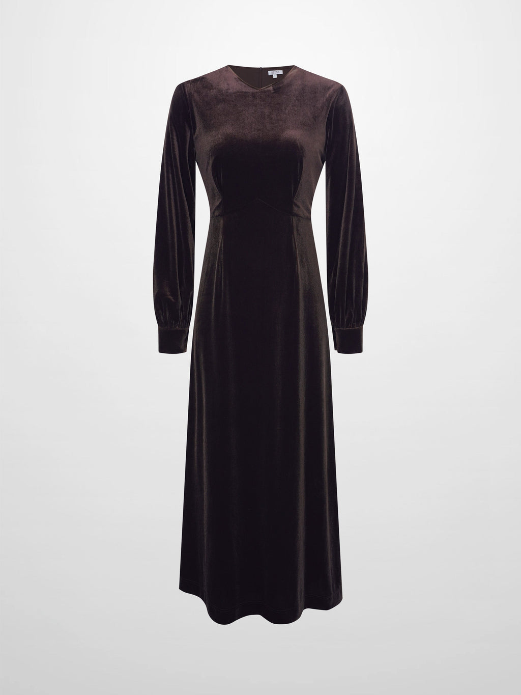 Velour Empire Waist Maxi Dress-Brown