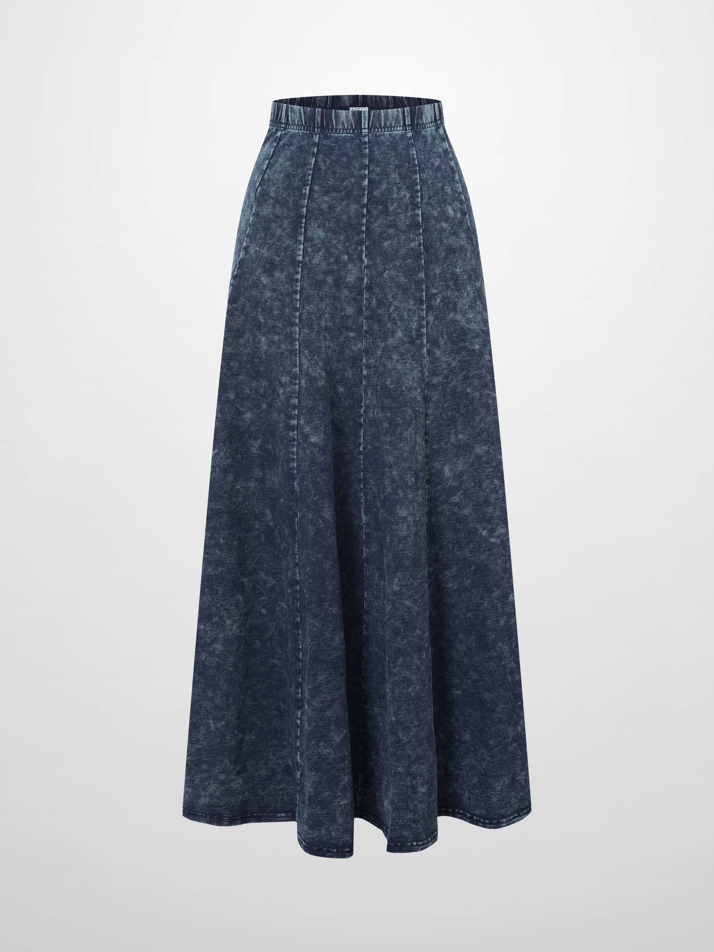 Paneled Flare Skirt 37"-Blue Wash