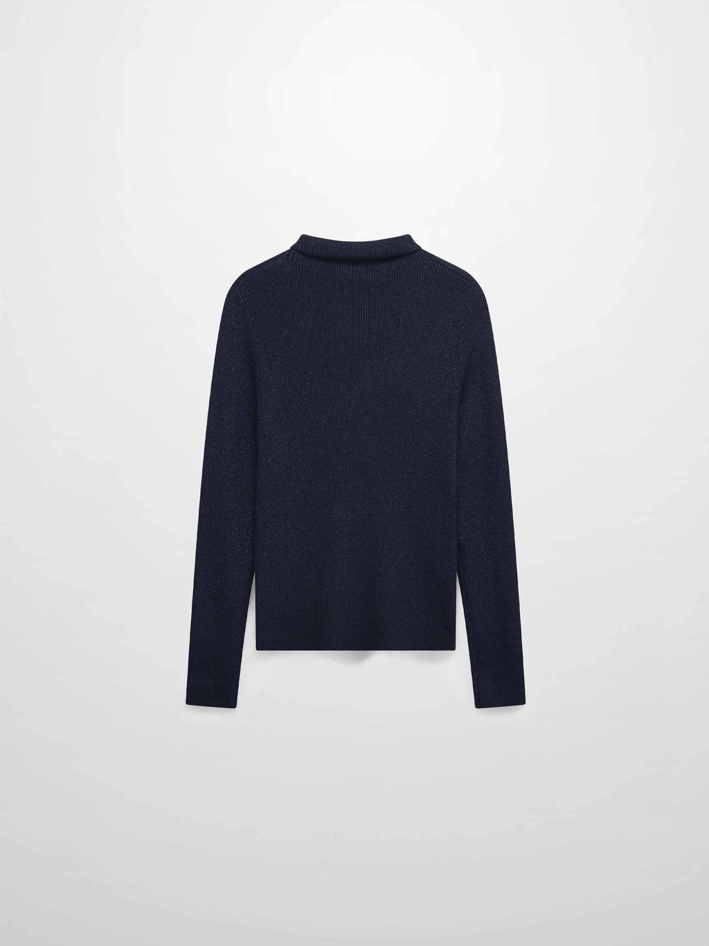 Lurex Ribbed Knit Turtleneck-Navy