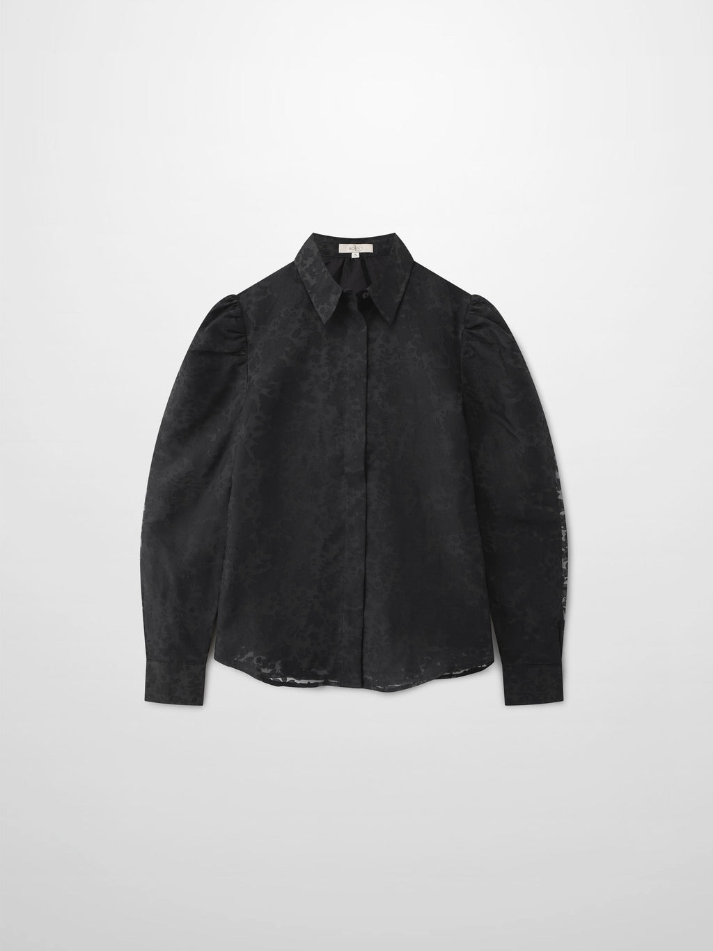 Puff Sleeve Lace Burnout-Black