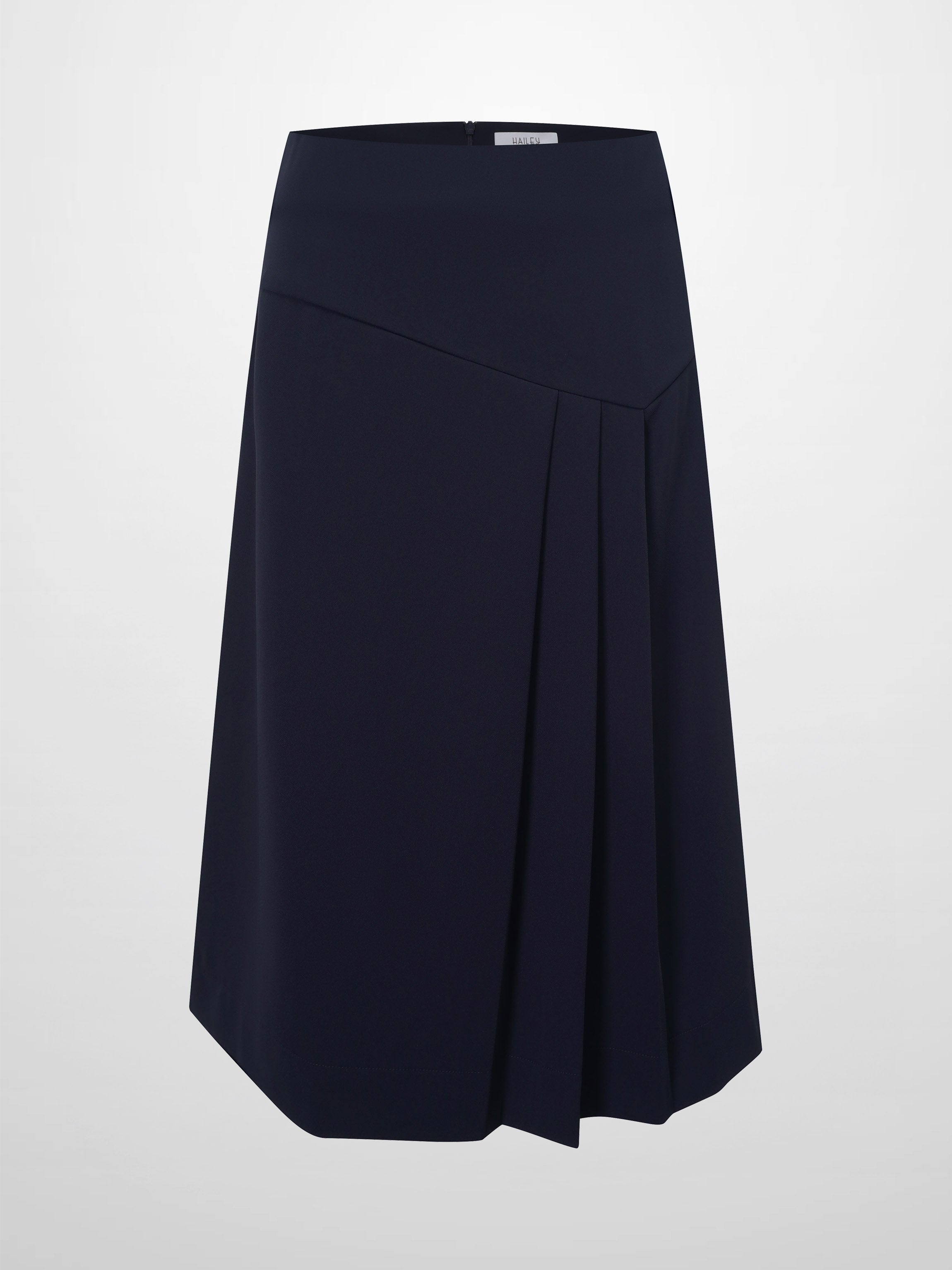 Side Pleat A-Line Short Skirt-Navy