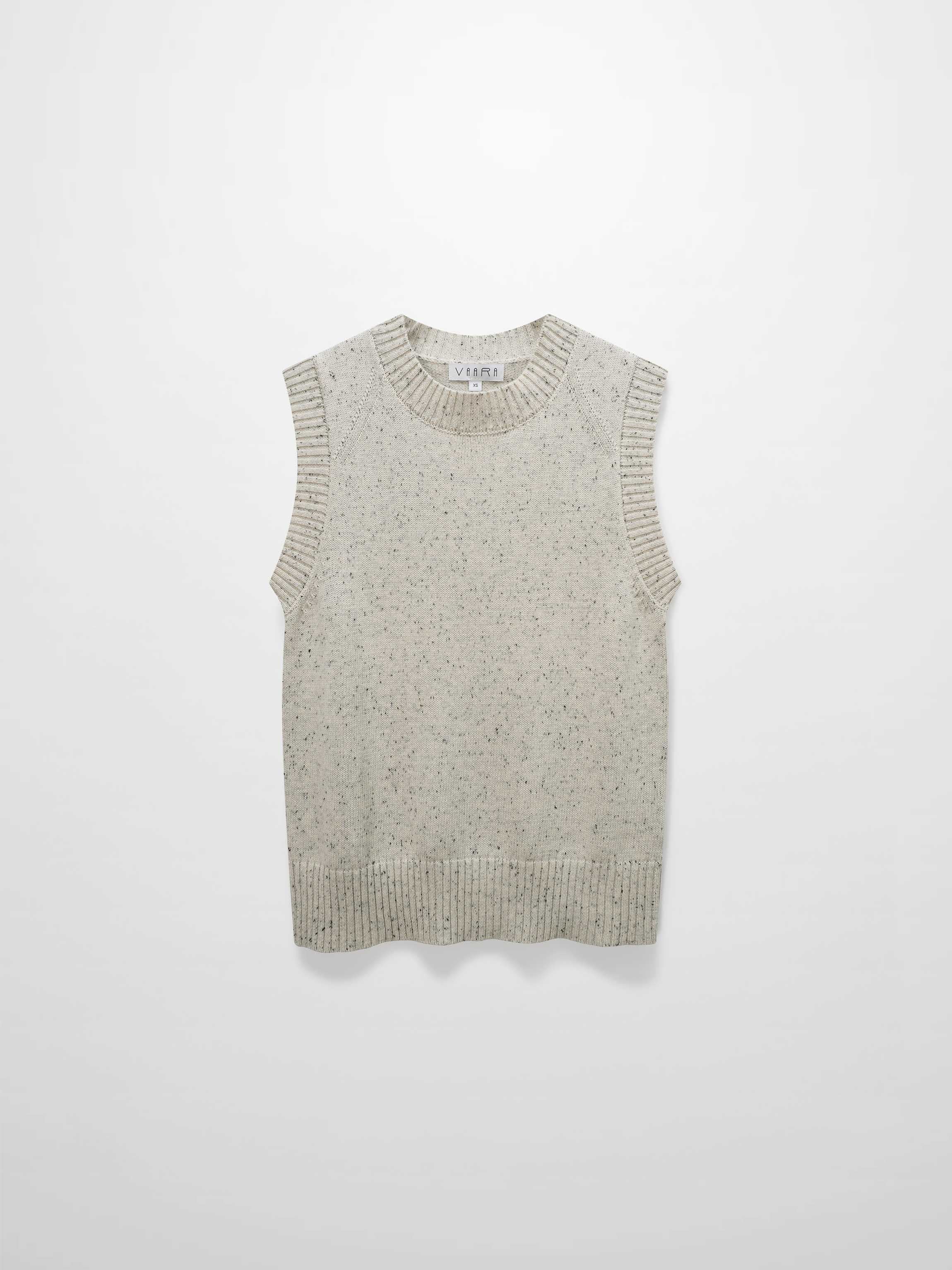 Speckled Crew Neck Vest-Ivory