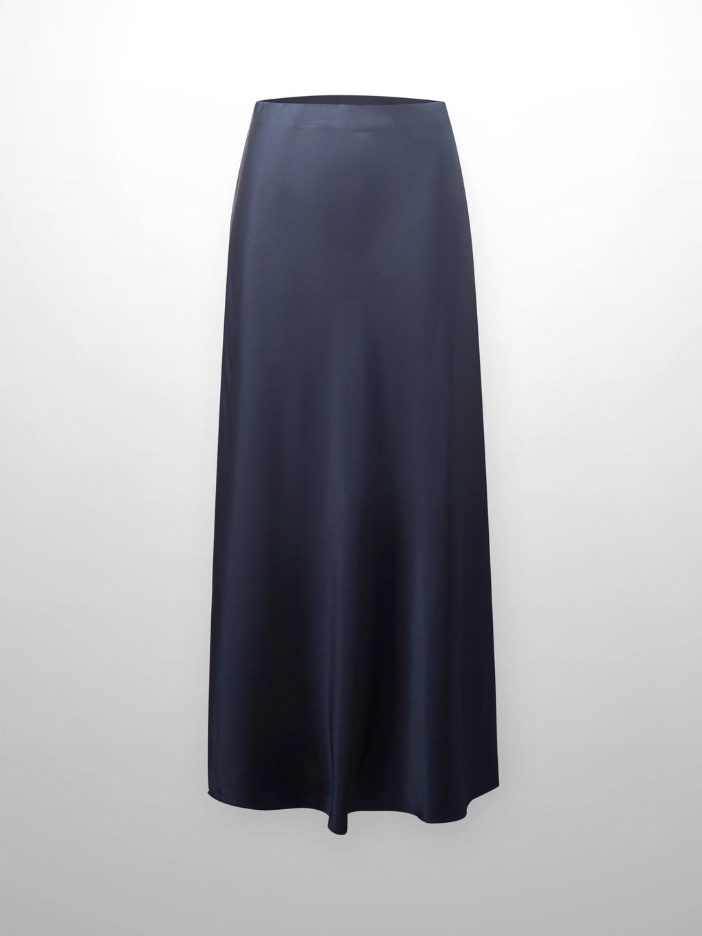 Solid Faux Satin Slip Skirt-Dark Blue/Navy