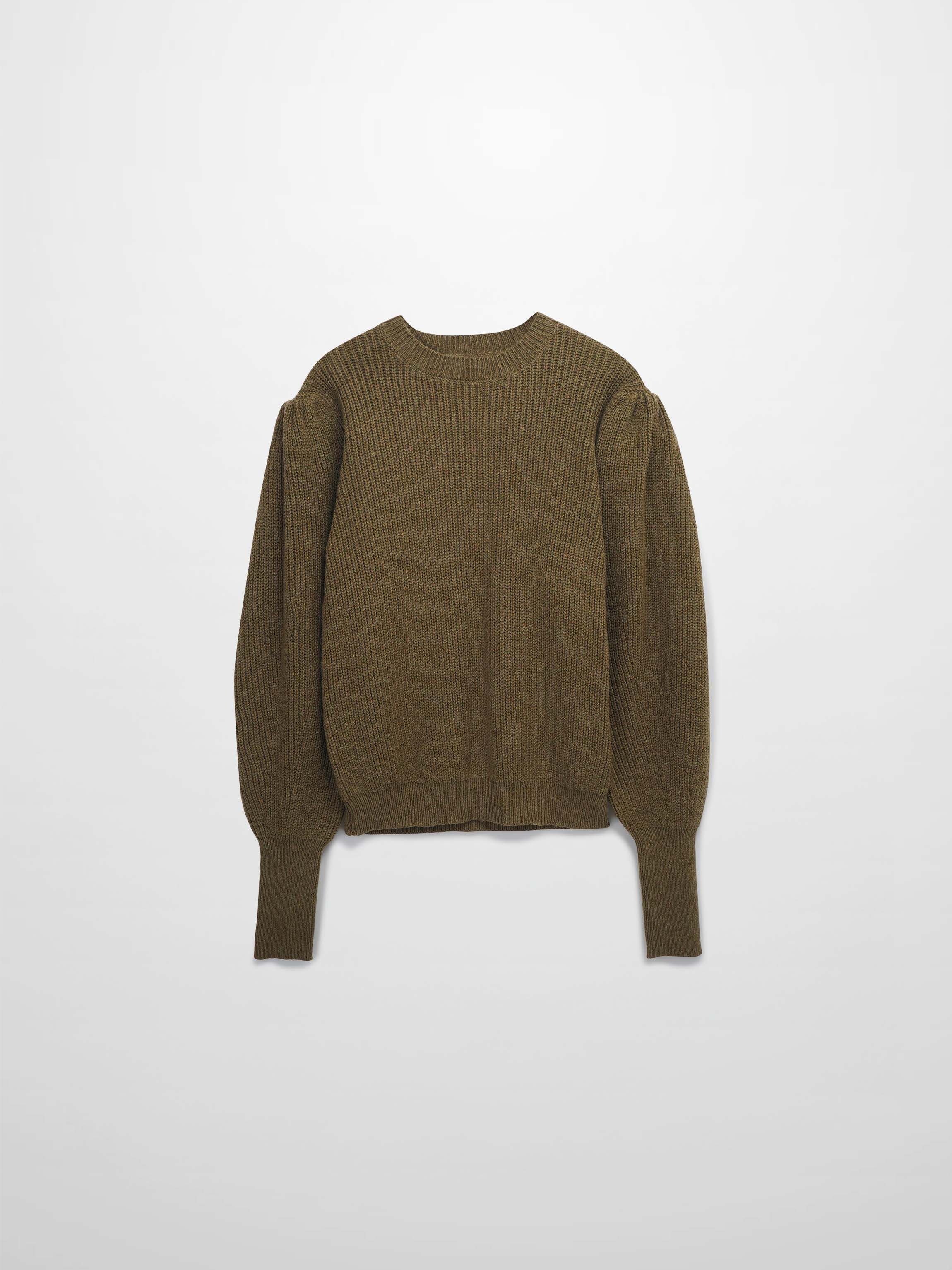 Puff Sleeve Sweater-Olive
