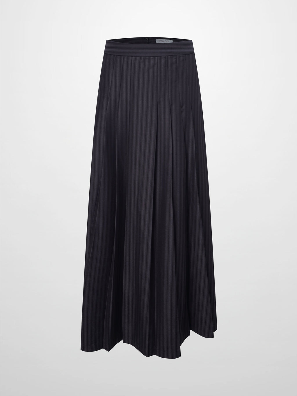 Herringbone Front Pleat Skirt-Grey/Black
