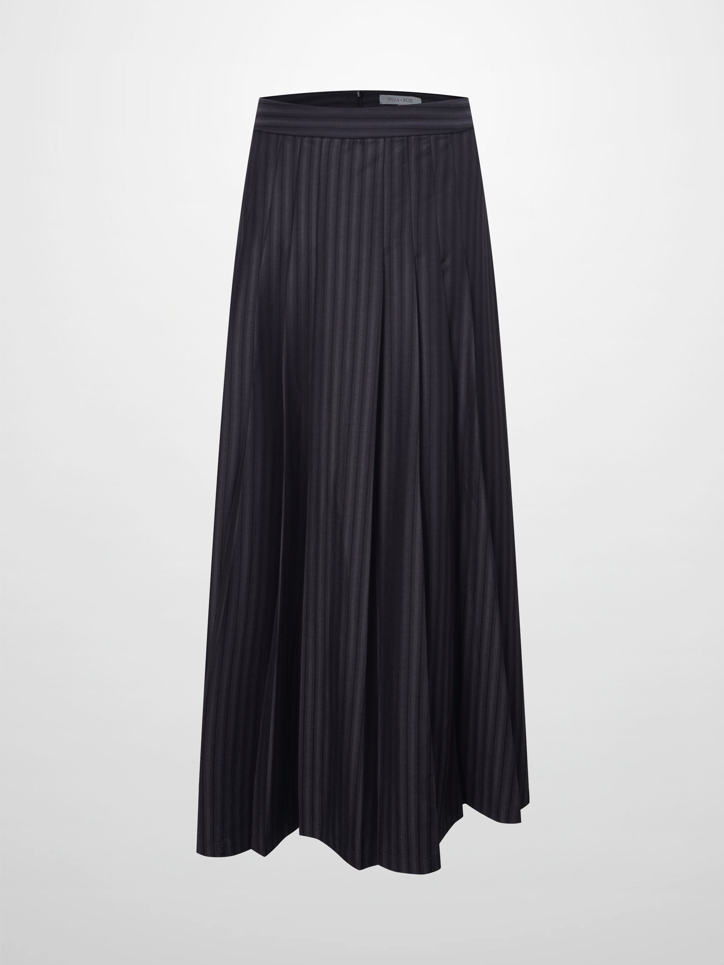 Herringbone Front Pleat Skirt-Grey/Black