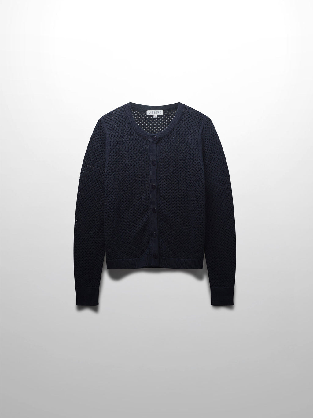 Crochet Knit Button Down Cardigan-Navy