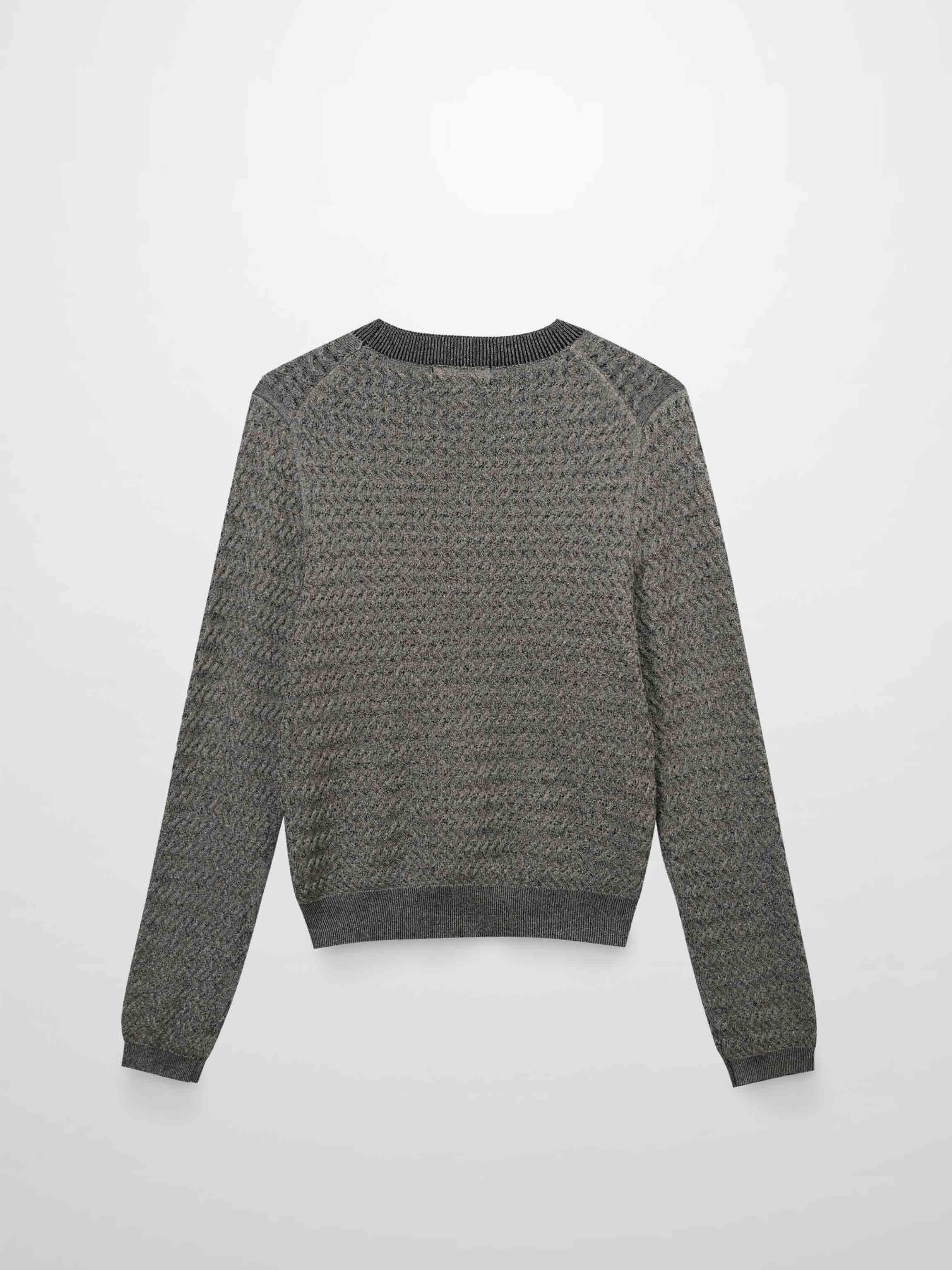 Textured Lurex Crew Sweater-Gold