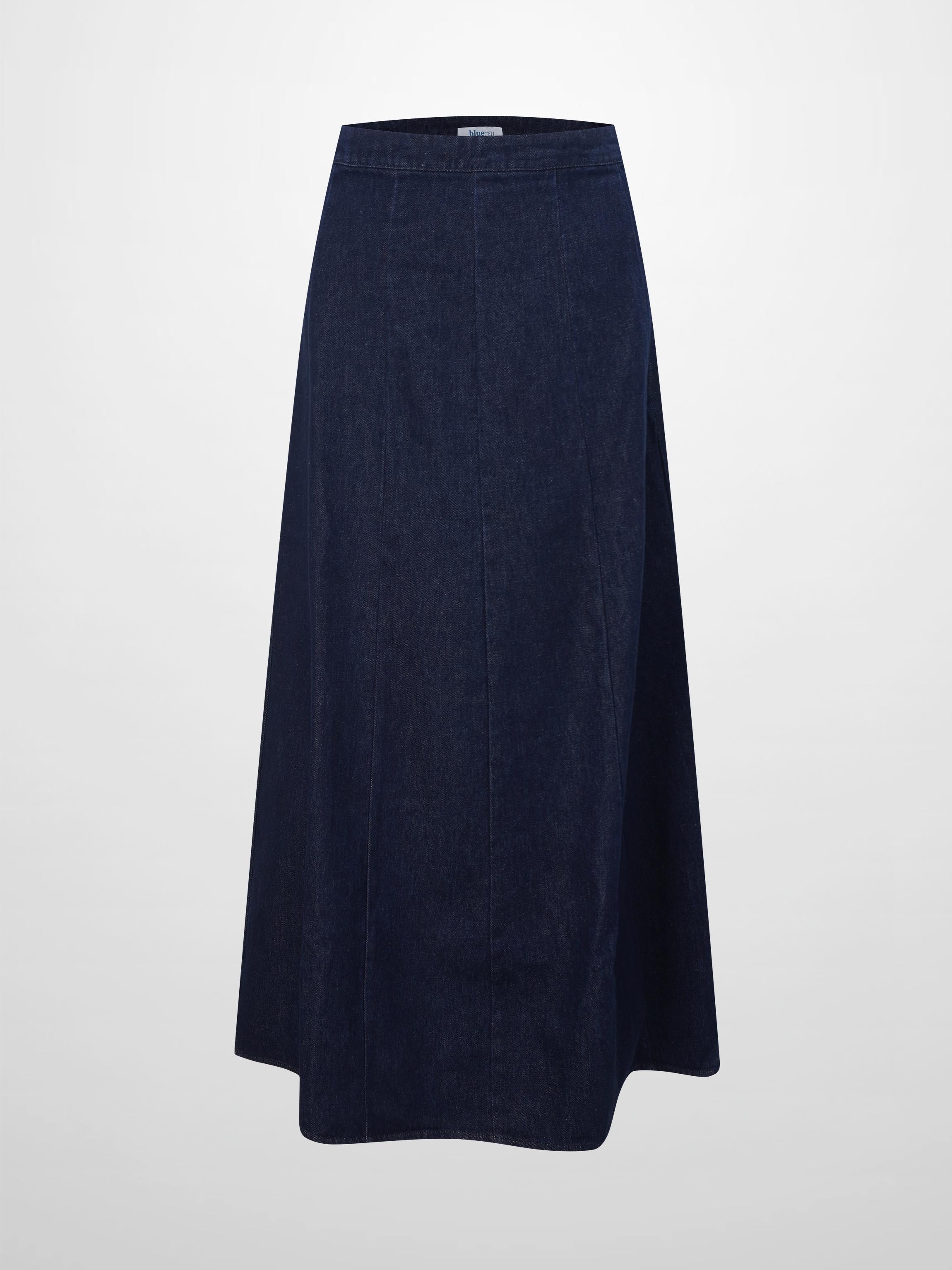 Tailored Seamed Denim Skirt-Blue
