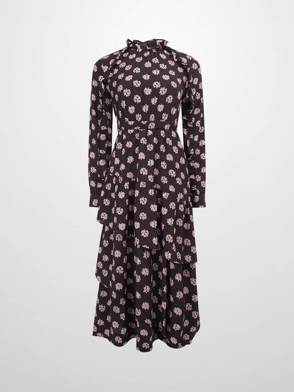 Layered Belted Dress-Brown and Pink