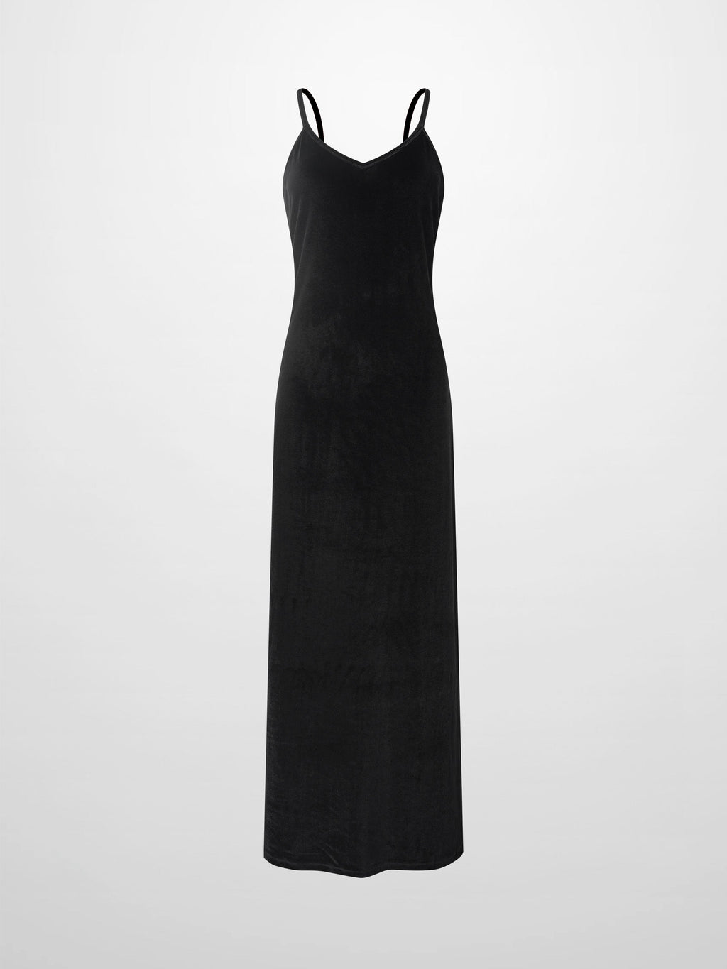 Ombre Velour Slip Dress-Black