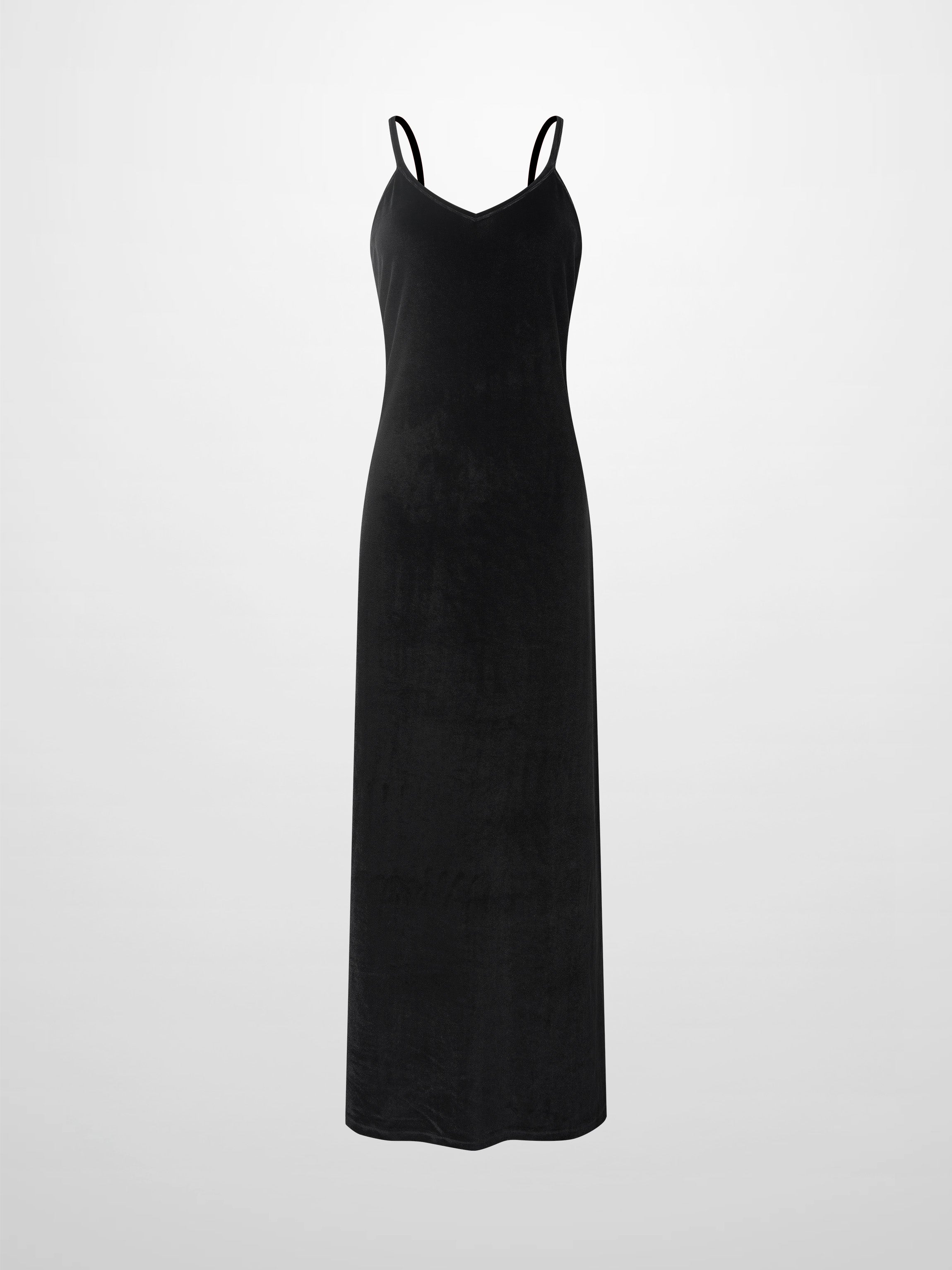 Ombre Velour Slip Dress-Black