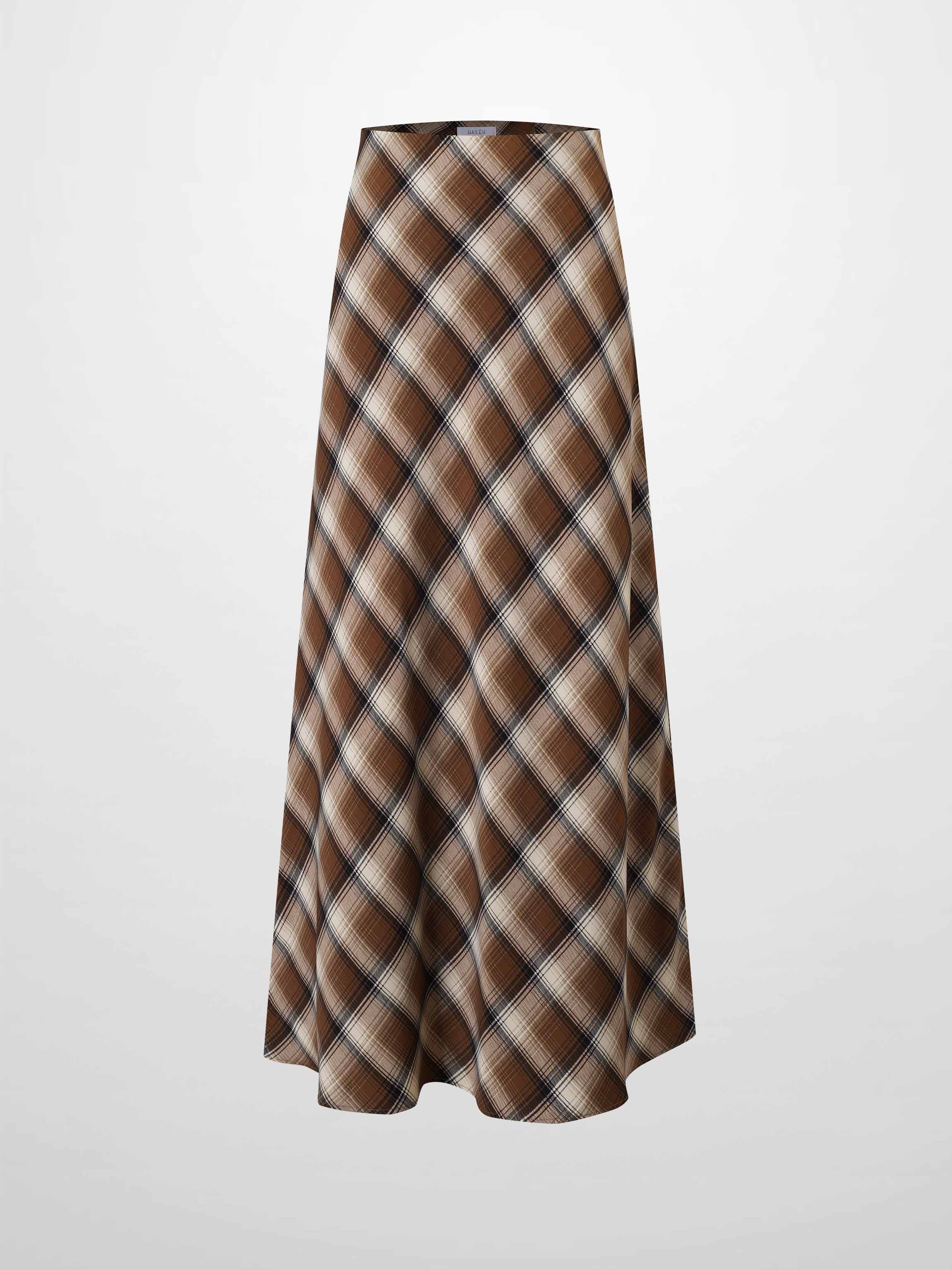 Plaid Slip Skirt-Brown Plaid