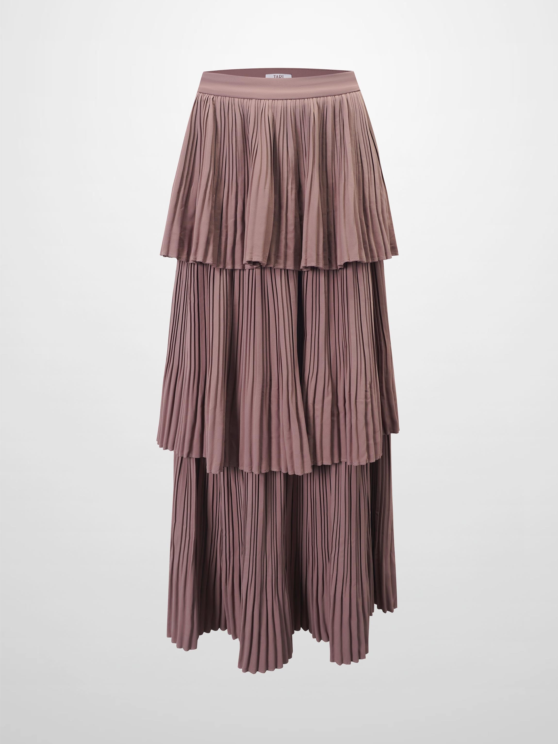 Pleated Layer Skirt 37"-Mocha Mousse