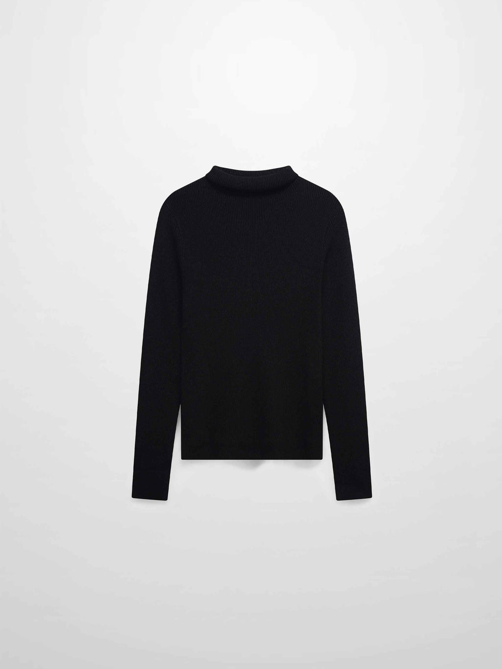 Lurex Ribbed Knit Turtleneck-Black