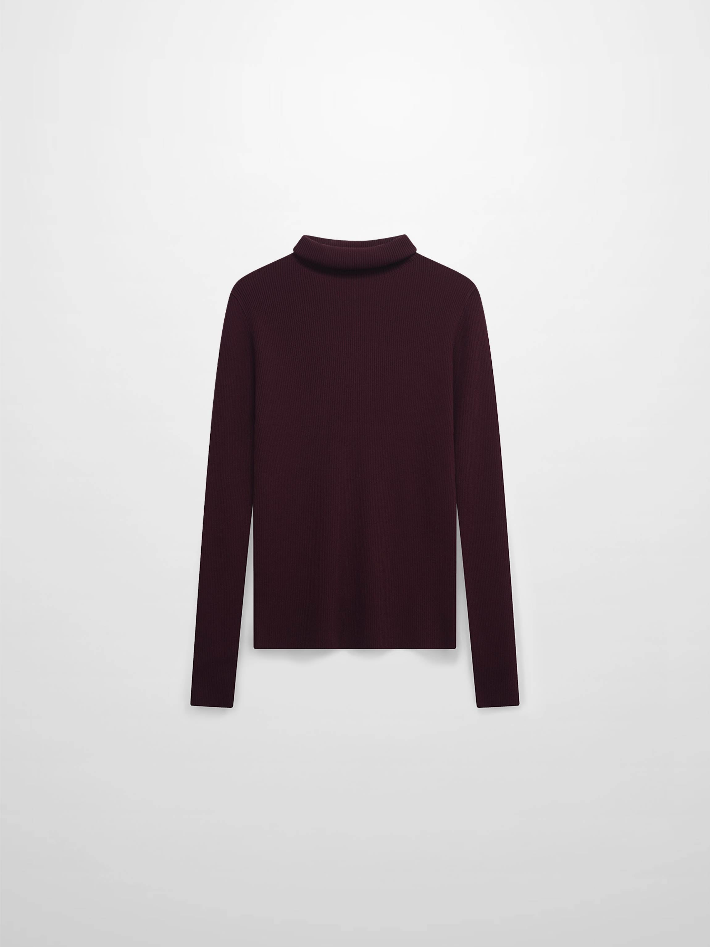 Knit Ribbed Turtleneck-Eggplant