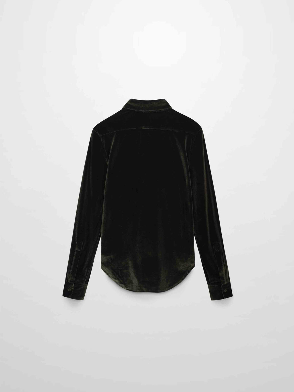 Velour Button Down Blouse-Green