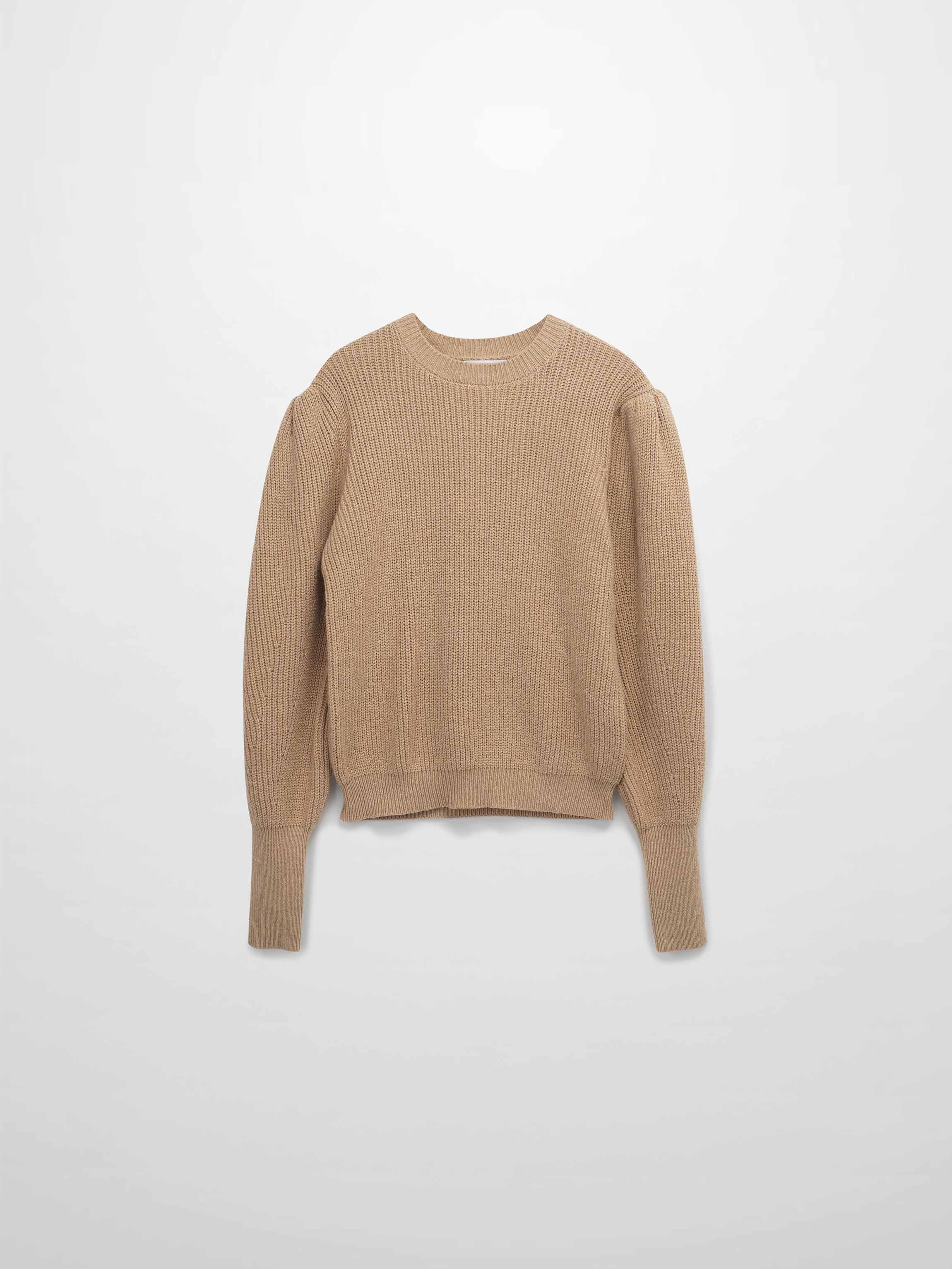 Puff Sleeve Sweater-Tan