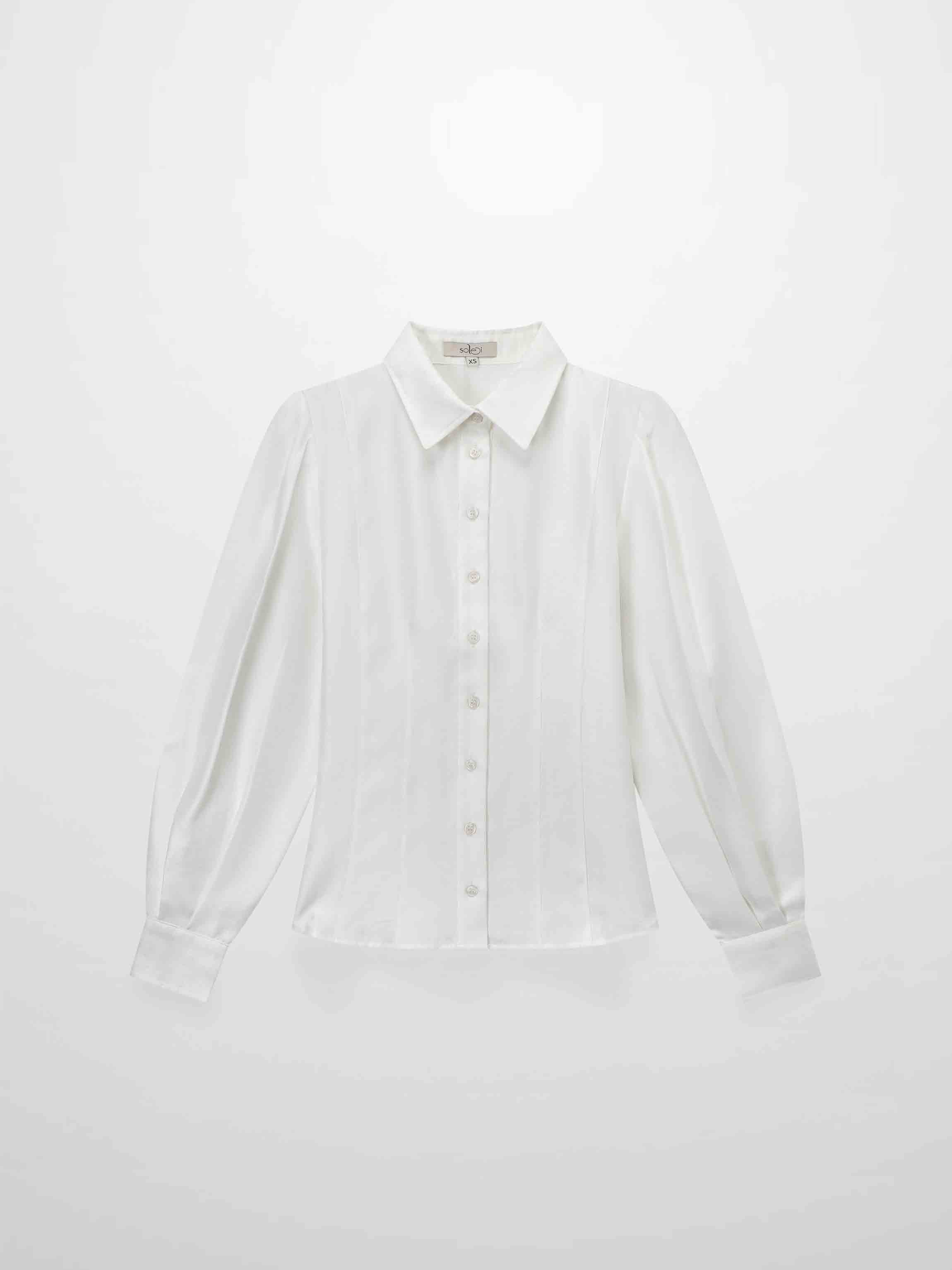 Textured Puff Sleeve Blouse-Cream