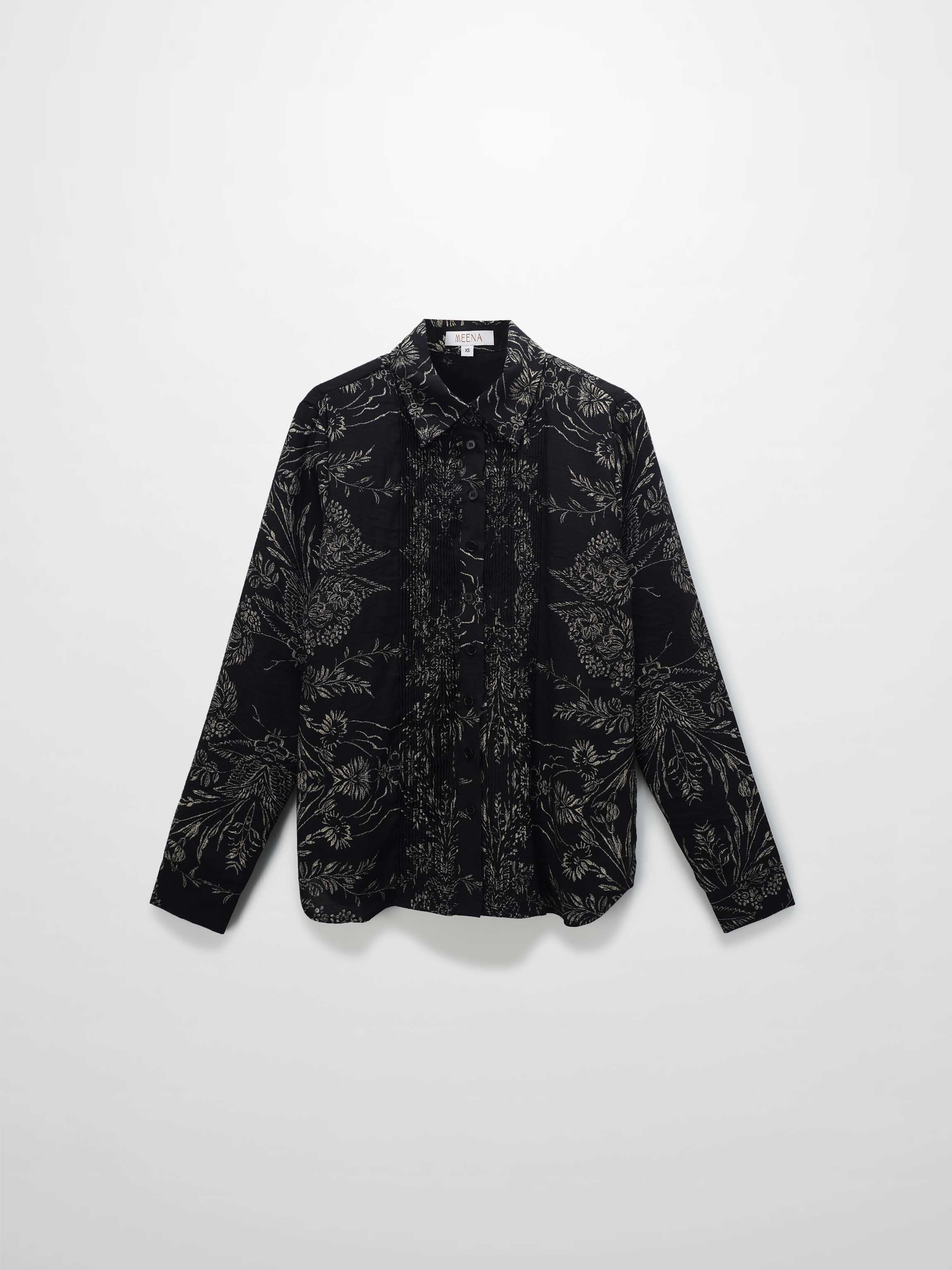 Pintuck Blouse-Tan Leaves