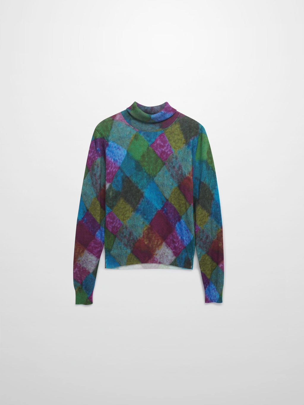 Thin Knit Turtleneck Sweater-Colored Diamonds