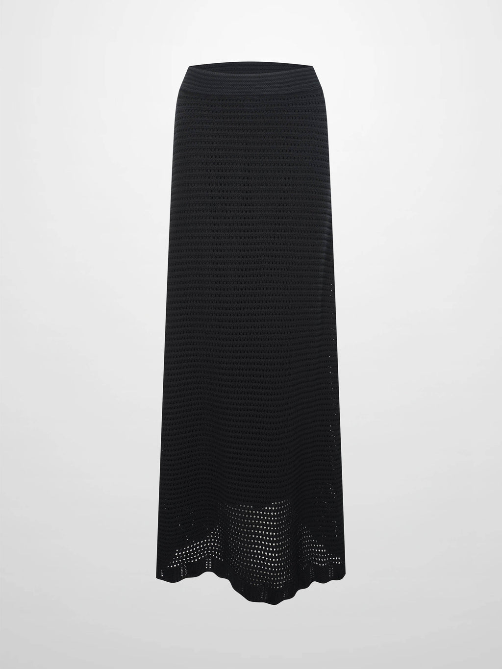 Crochet Knit Skirt-Black