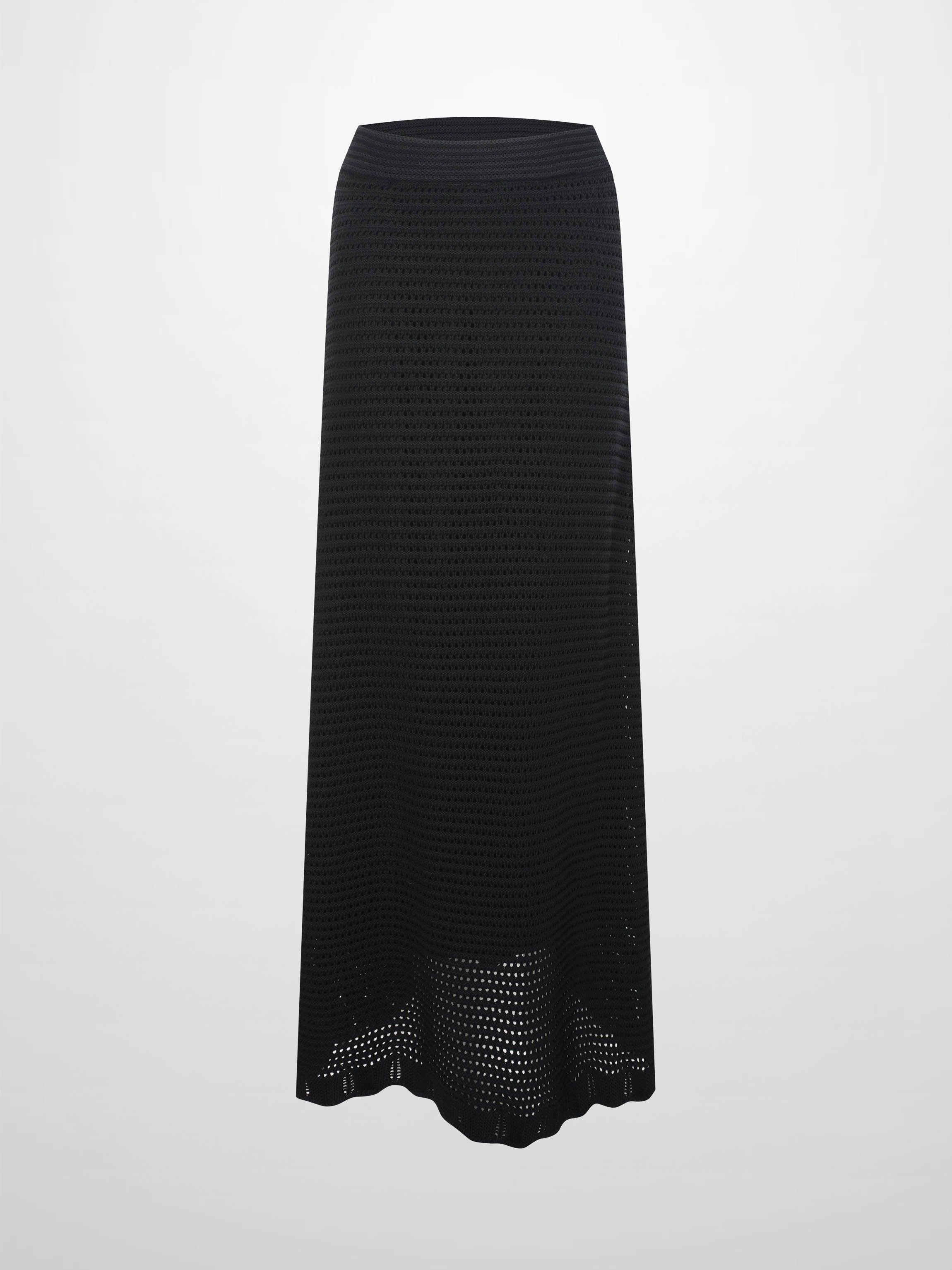 Crochet Knit Skirt-Black